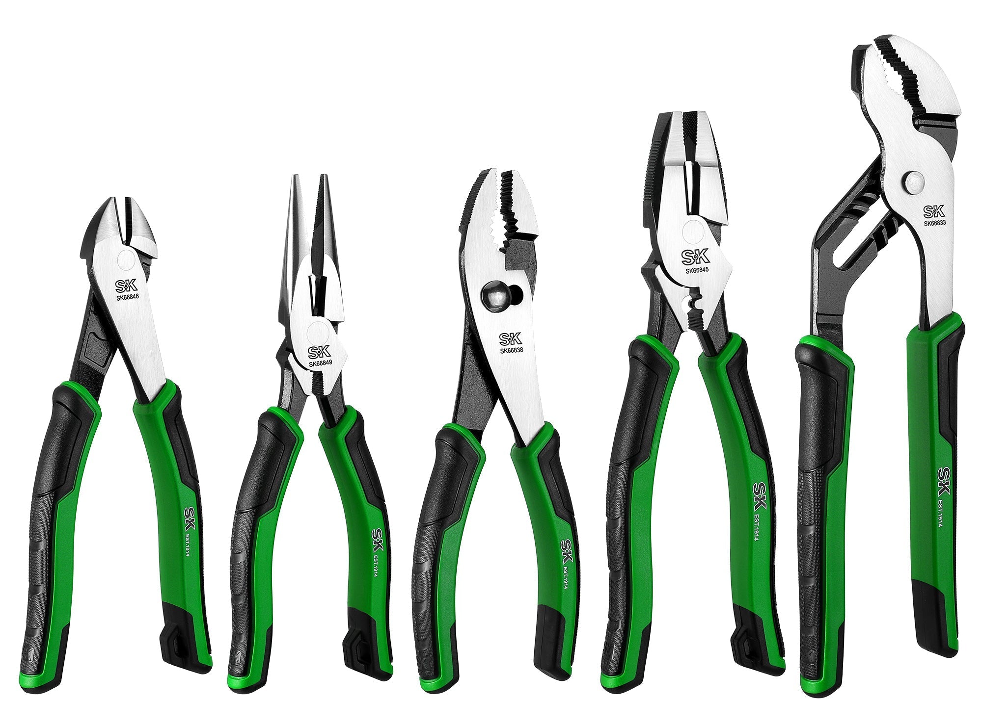 SK Tools USA - 5 Piece Dual-Material Multi-Purpose Pliers Set