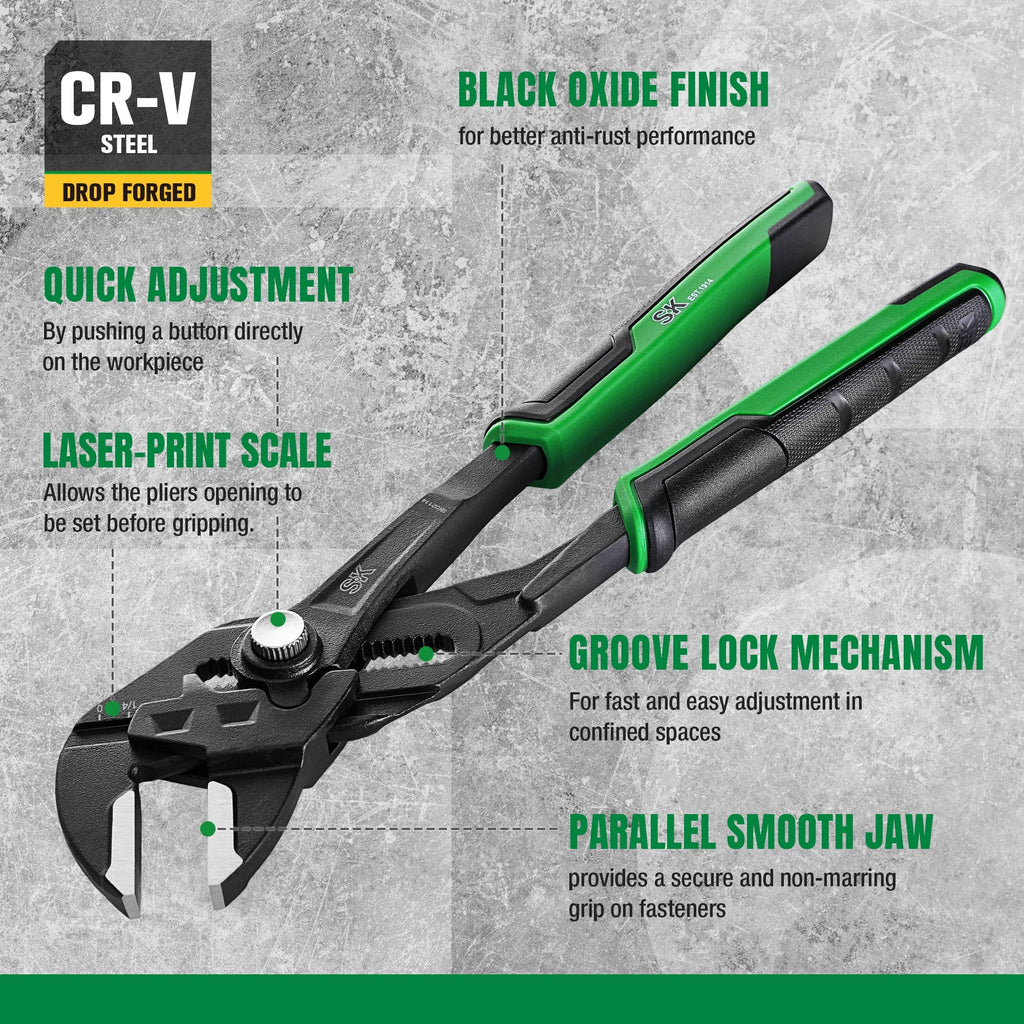 SK Tools USA - 5 Piece Dual-Material Multi-Purpose Pliers Set