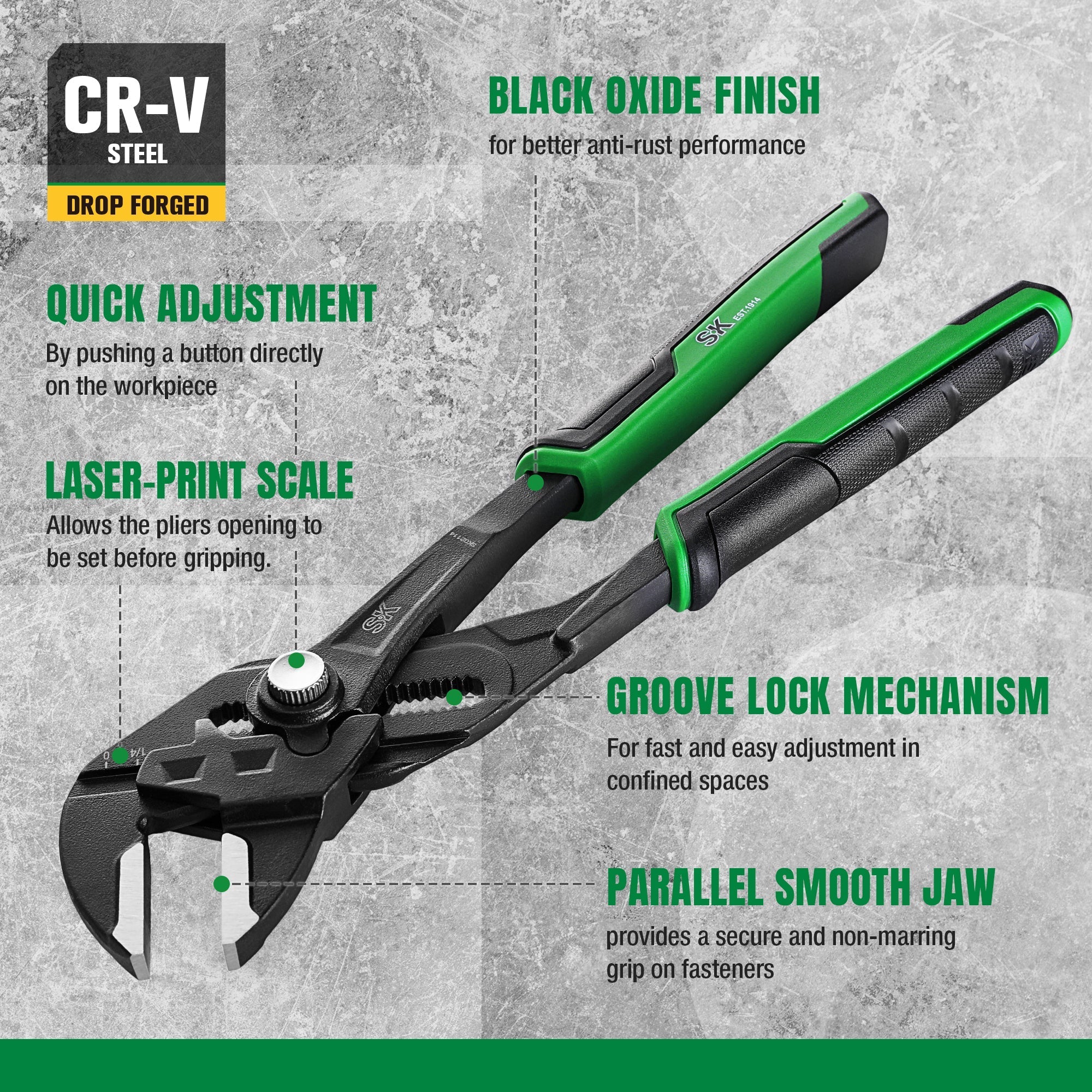 SK Tools USA - 5 Piece Dual-Material Multi-Purpose Pliers Set