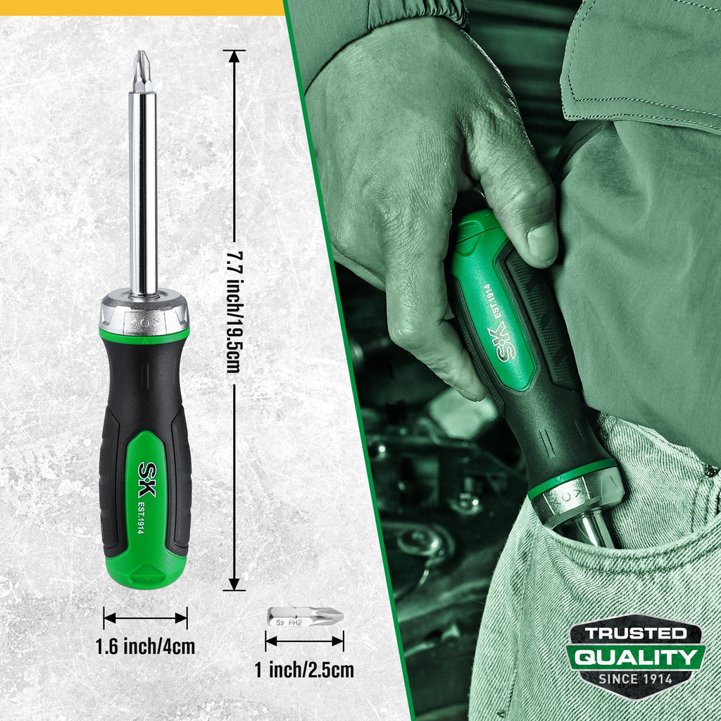 SK Tools USA - 7-in-1, 216-Position Reversible Ratcheting Screwdriver