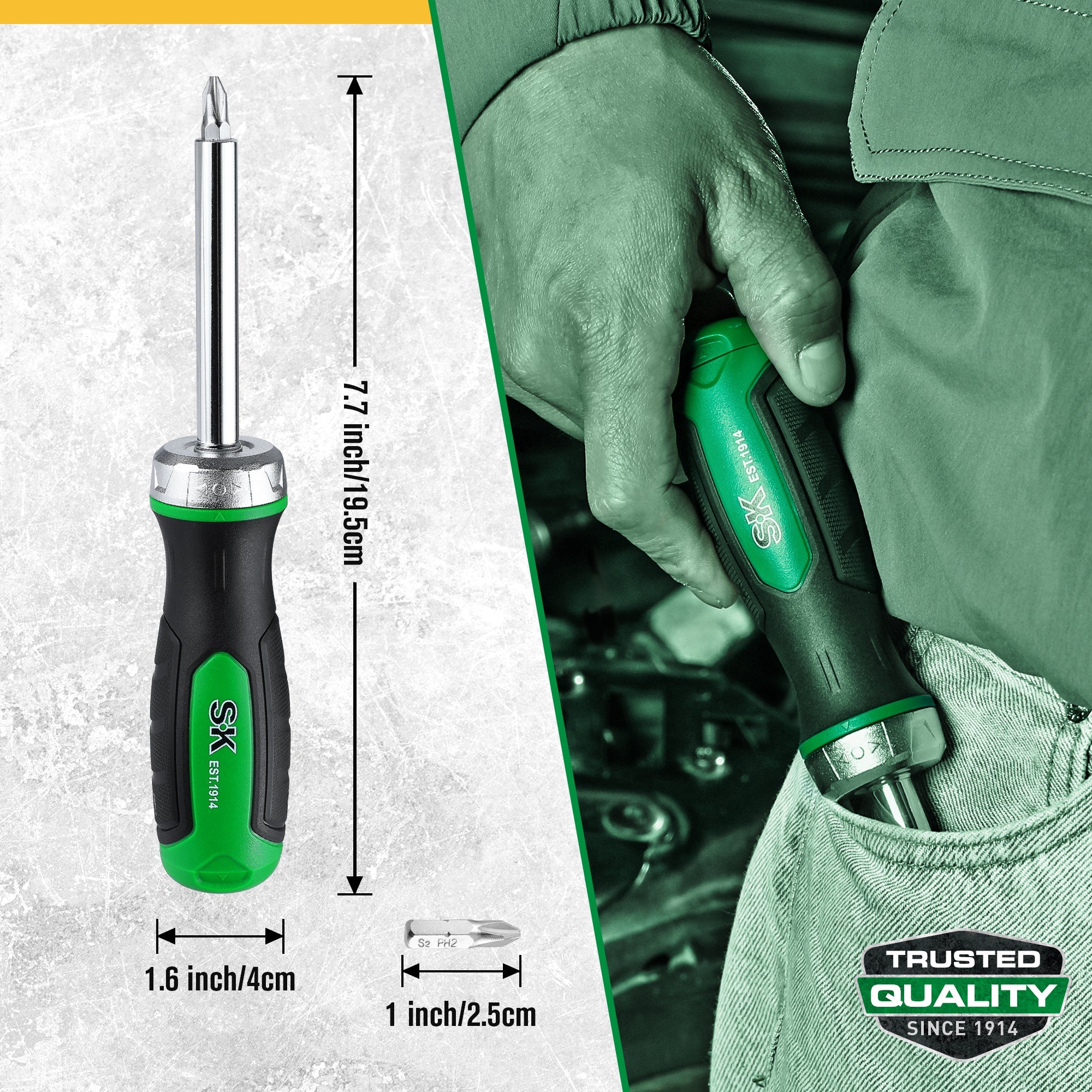 SK Tools USA - 7-in-1, 216-Position Reversible Ratcheting Screwdriver
