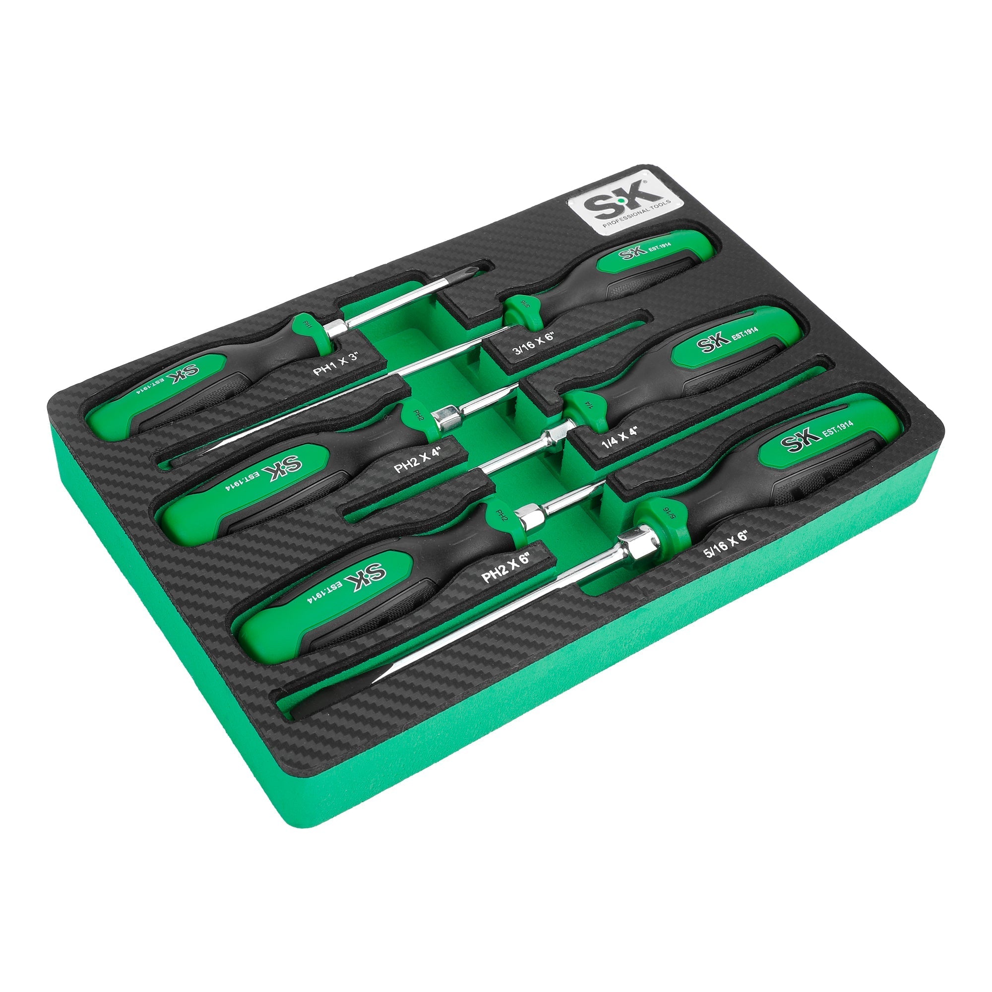 SK Tools USA - 6 Piece Dual-Material Magnetic Combination Screwdriver Set