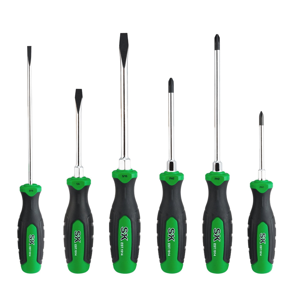 SK Tools USA - 6 Piece Dual-Material Magnetic Combination Screwdriver Set