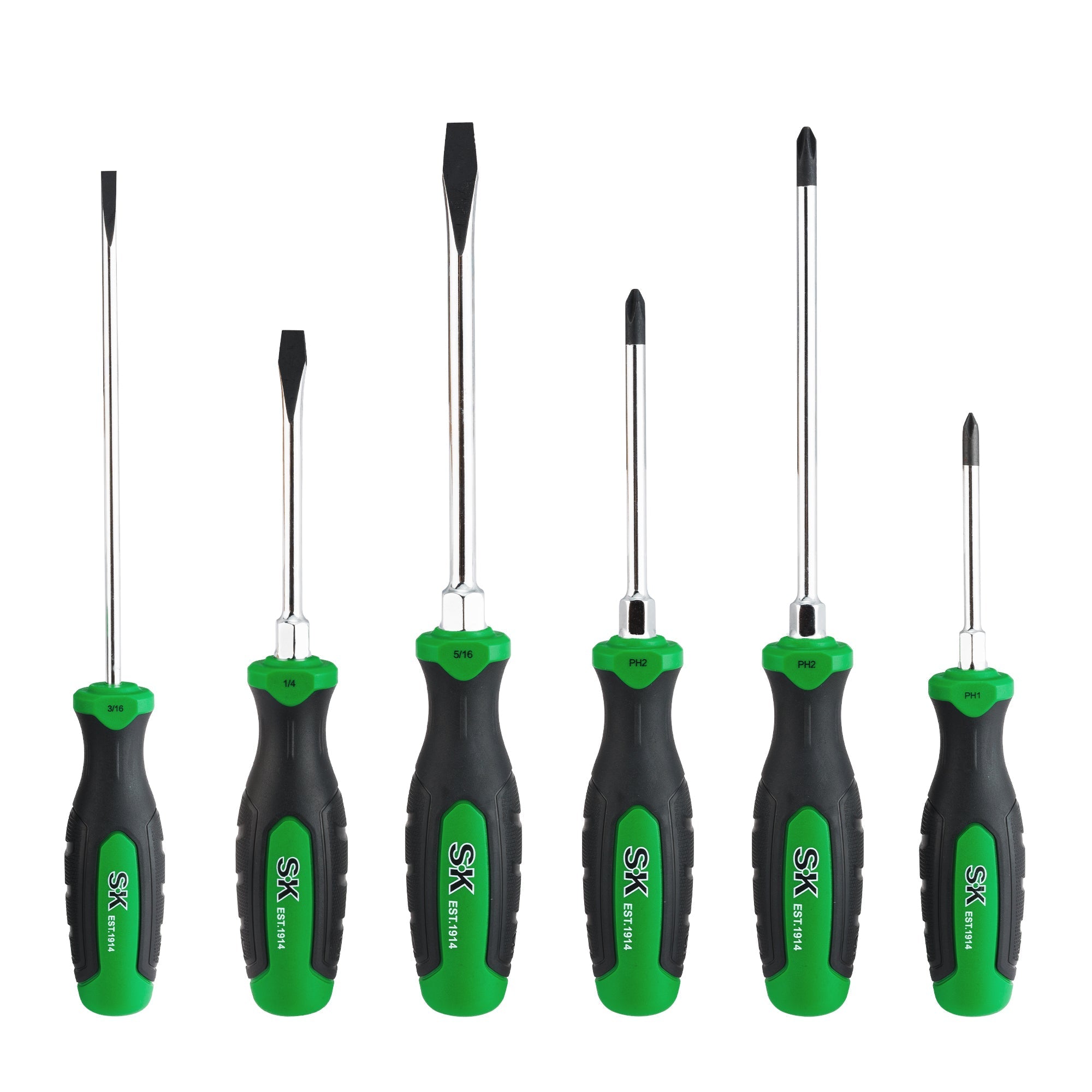 SK Tools USA - 6 Piece Dual-Material Magnetic Combination Screwdriver Set