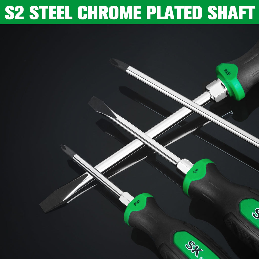 SK Tools USA - 6 Piece Dual-Material Magnetic Combination Screwdriver Set