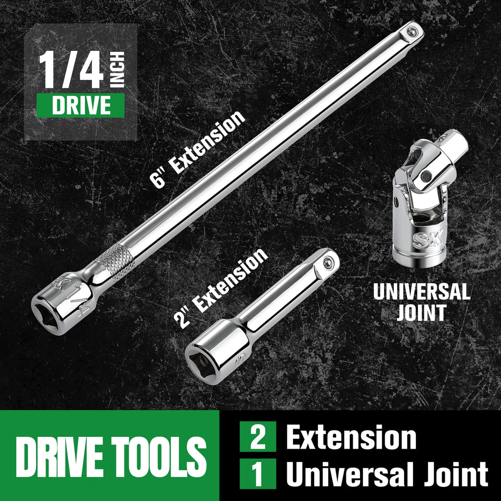 SK Tools USA - 30 Piece 1/4" Drive, 6 Point, Standard & Deep, Metric Chrome Socket Set