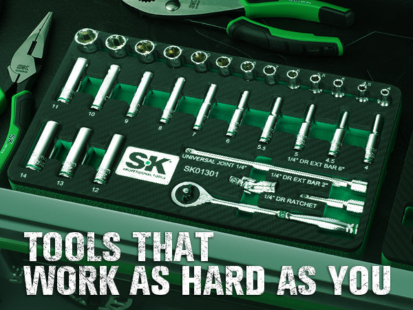 SK Tools USA - 30 Piece 1/4" Drive, 6 Point, Standard & Deep, Metric Chrome Socket Set