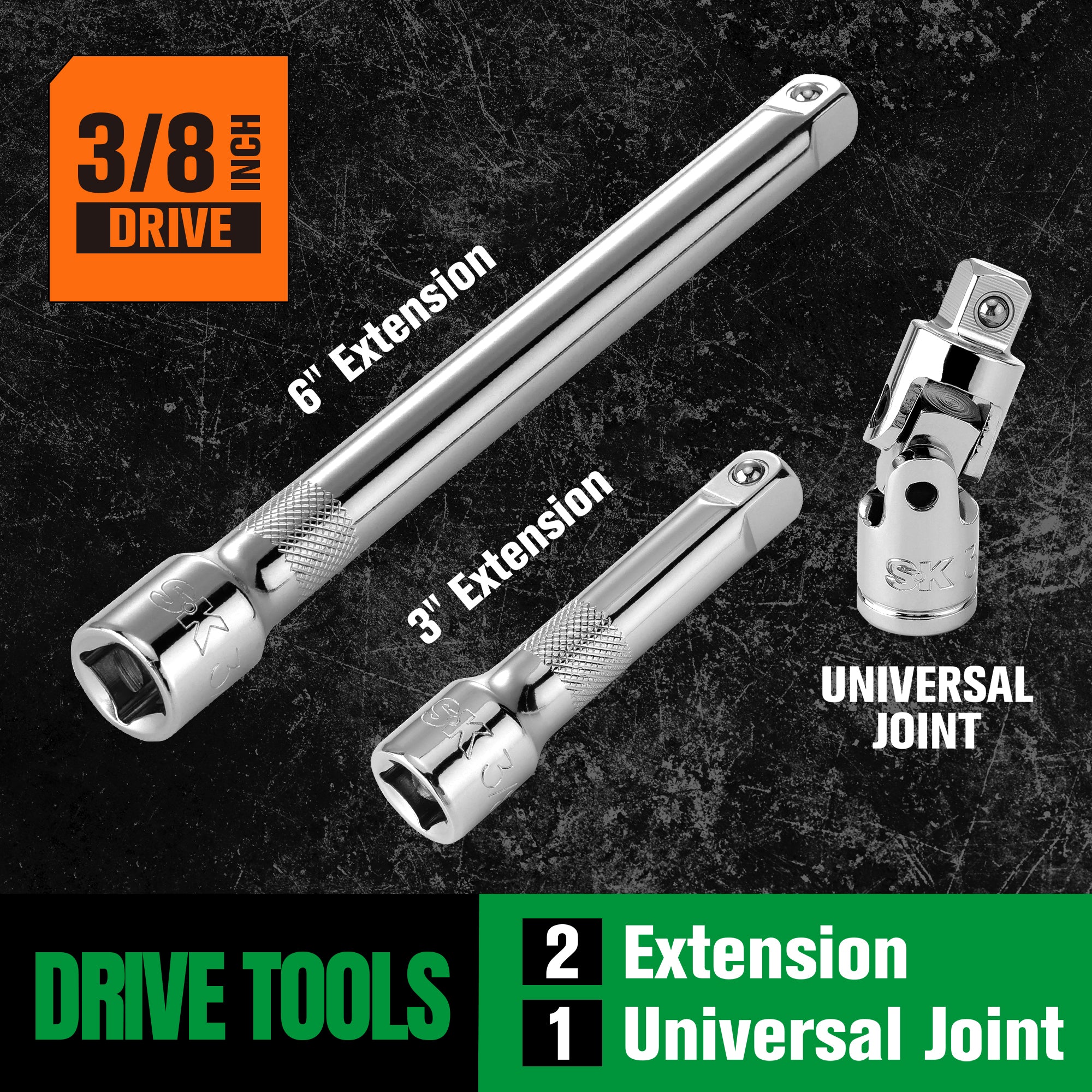 SK Tools USA - 56 Piece 3/8" Drive, 6 Point, Standard & Deep, SAE & Metric Chrome Socket Set