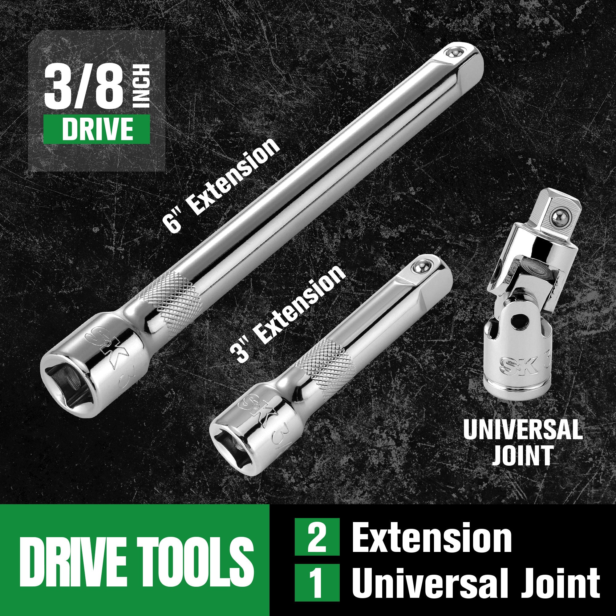 SK Tools USA - 31 Piece 3/8" Drive, 6 Point, Standard & Deep, Metric Chrome Socket Set