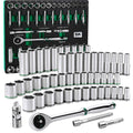 SK Tools USA - 52 Piece 1/2" Drive, 6 Point, Standard & Deep, SAE & Metric Chrome Socket Set