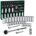 SK Tools USA - 31 Piece 1/2" Drive, 6 Point, Standard & Deep, Metric Chrome Socket Set