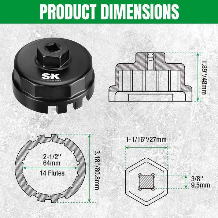 SK Tools USA - Cup-Style Oil Filter Wrench, #SK03485