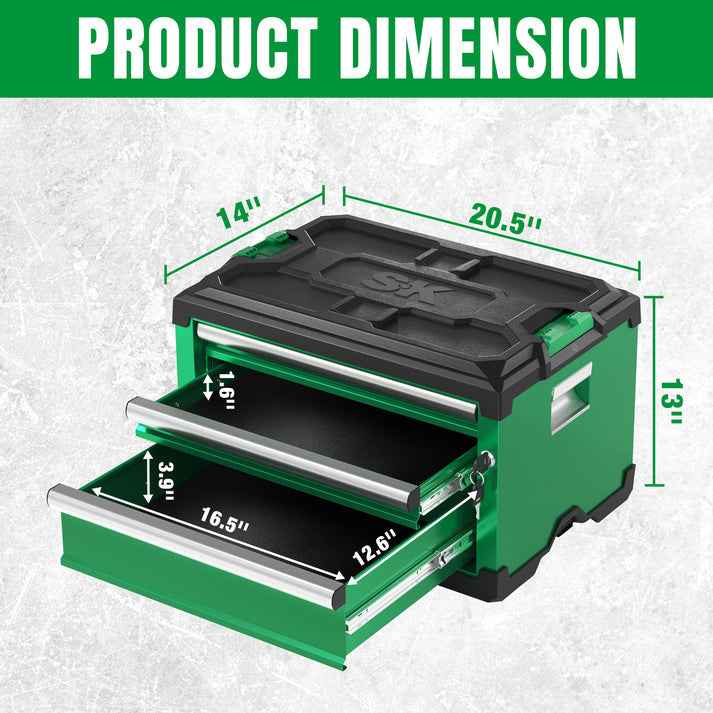 SK Tools USA - Modular Stackable Storage Toolbox, 3-Drawer: 2 Shallow, 1 Deep