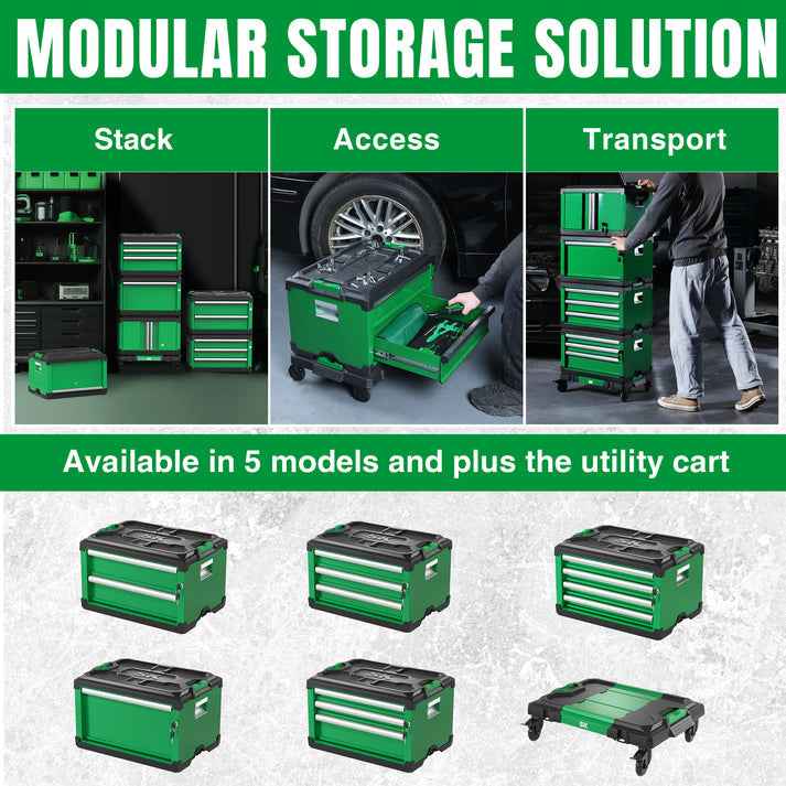 SK Tools USA - Modular Stackable Storage Toolbox, 3-Drawer: 2 Shallow, 1 Deep