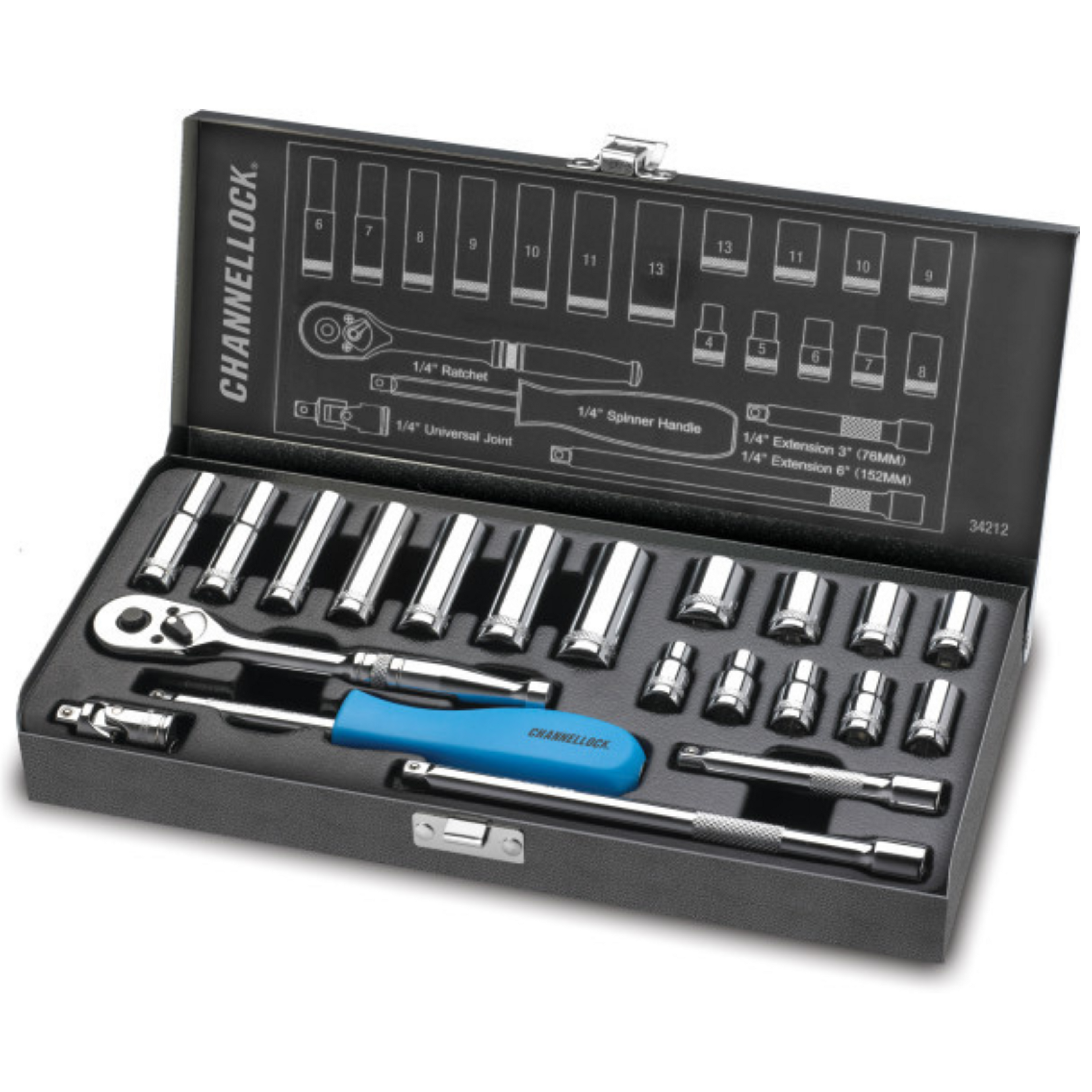 Channellock 21pc 1/4" Metric Drive Socket Set