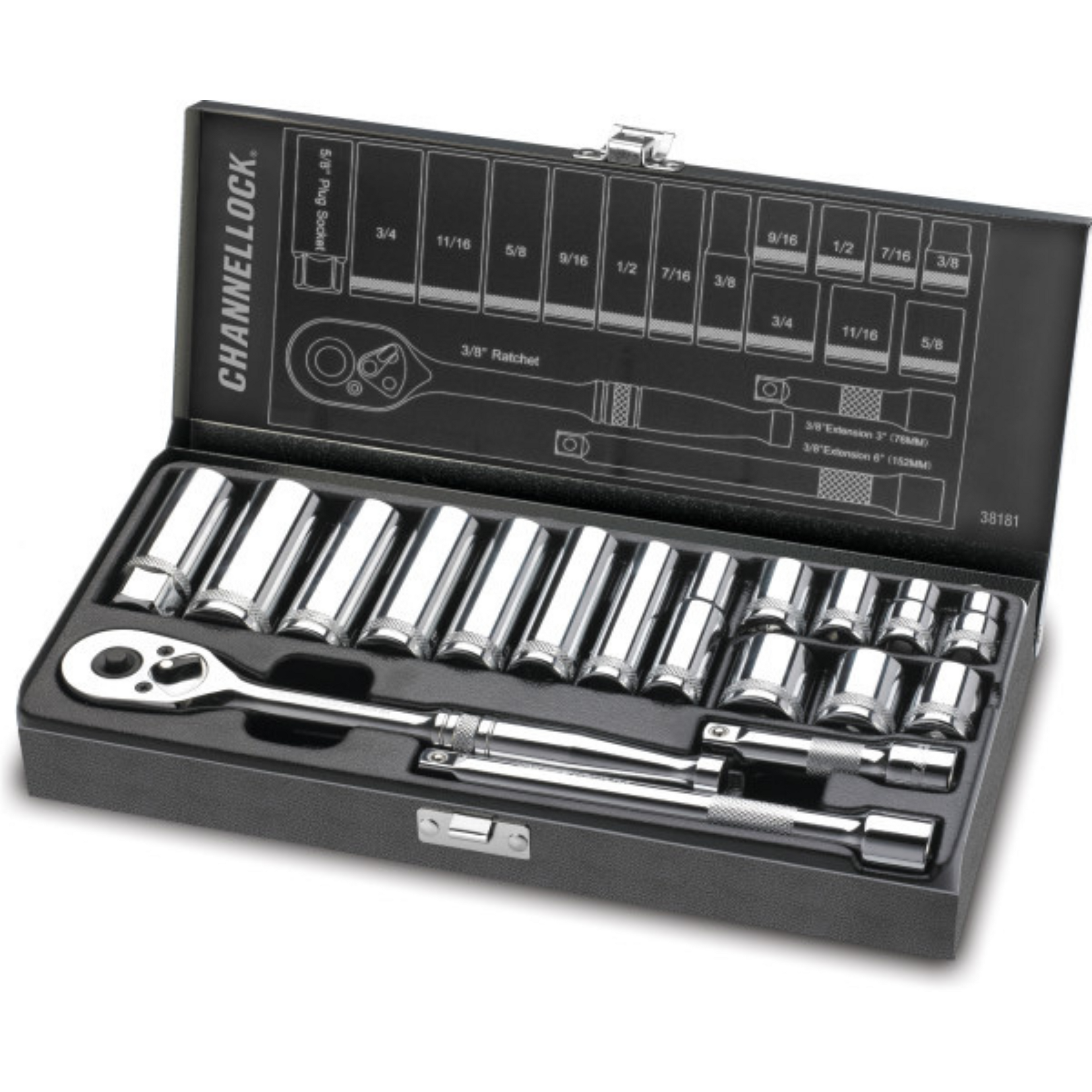 Channellock 18pc 3/8" SAE Drive Socket Set Description