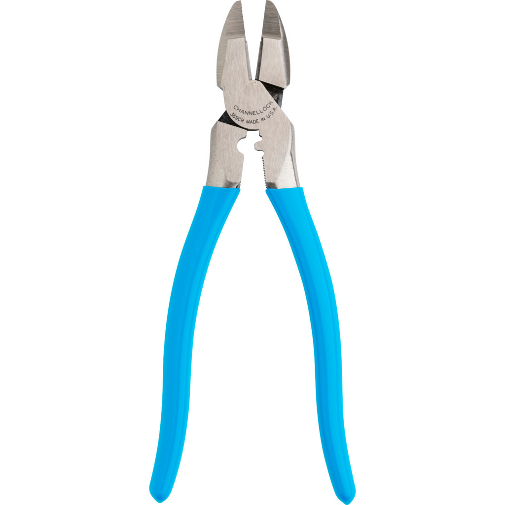 Channellock Linemen Pliers 9.5-Inch XLT Round Nose with Crimper