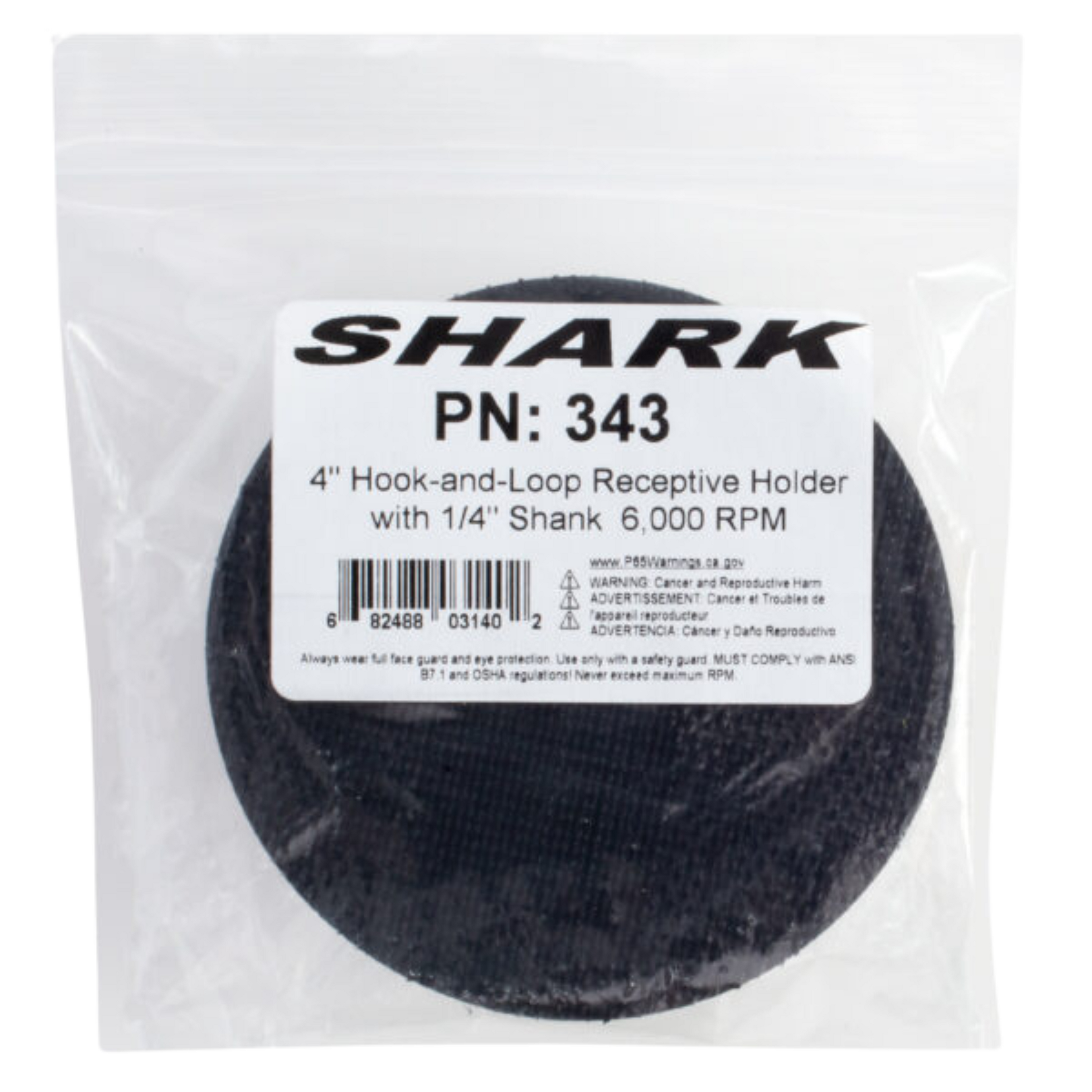 Shark Industries - 4″ Hook-and-Loop Receptive Holder With 1/4″ Shank