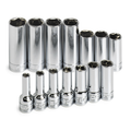 SK Tools USA - 14 Piece 3/8" Drive 6 Point Deep Metric Chrome Socket Set