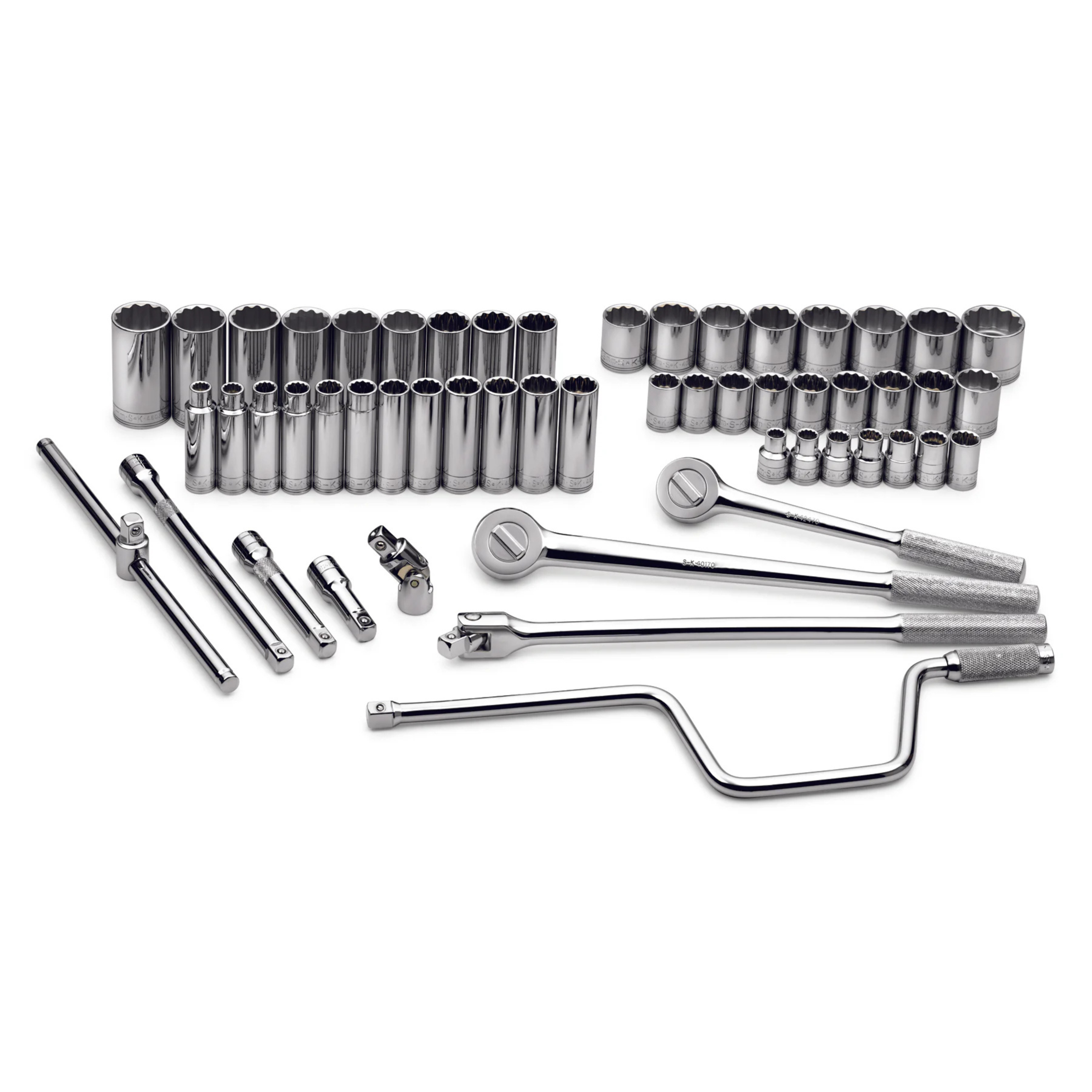 SK Tools USA - 54 Piece 1/2" Drive 12 Pt Std and Deep Metric Socket Set