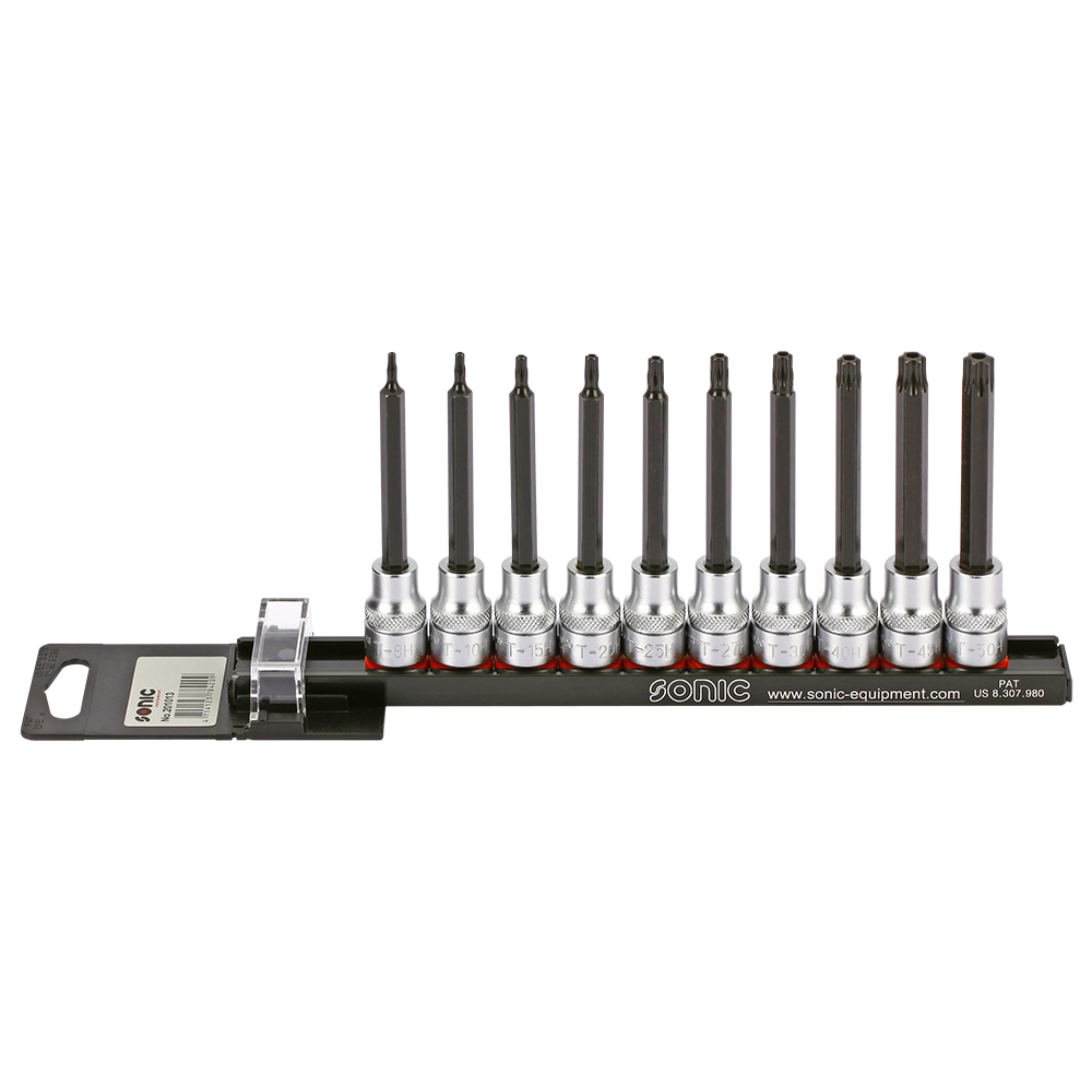 Sonic Tools - 3/8" Drive TX Bit Tamperproof Socket Set on Rail, 10-PCS