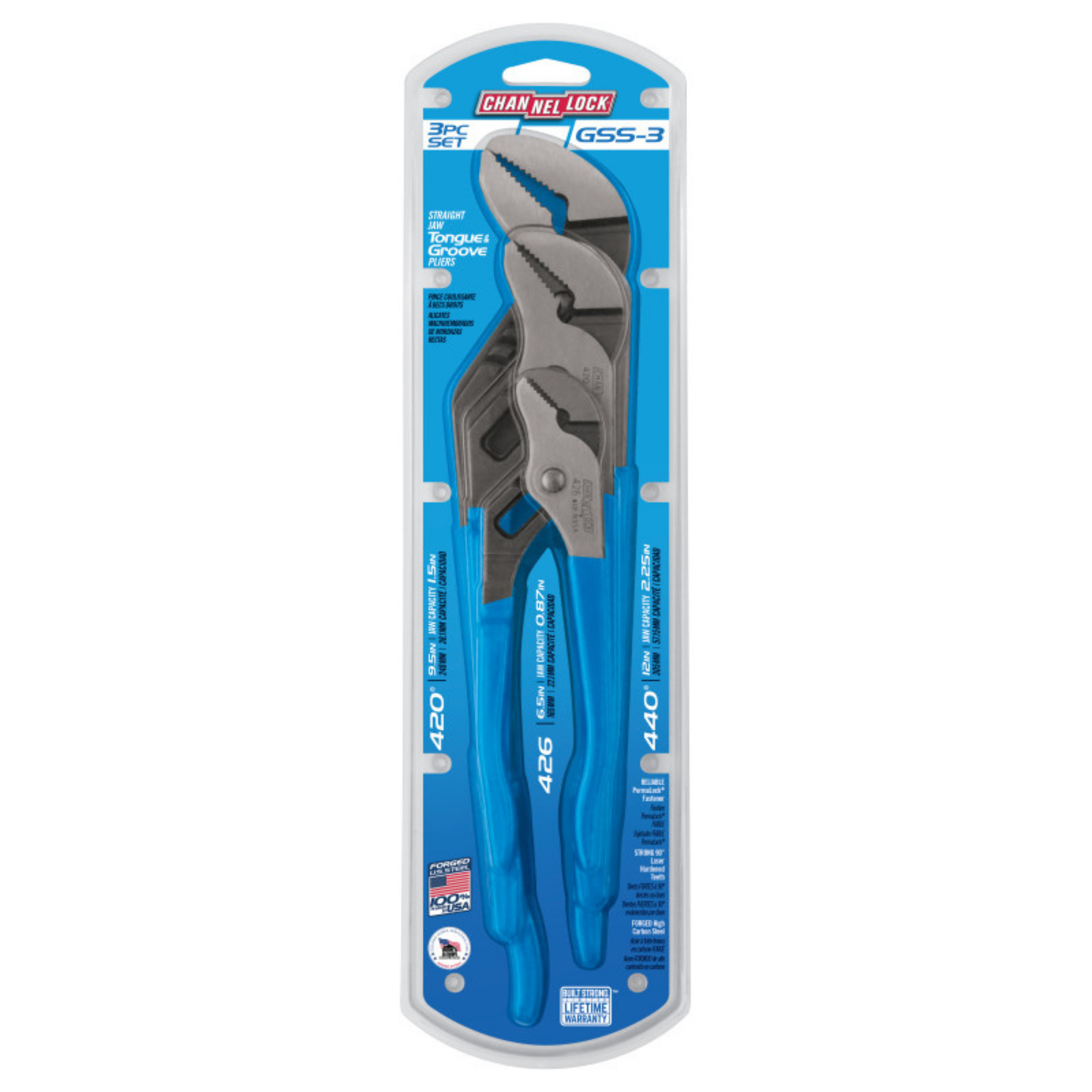 Channellock 3pc Tongue & Groove Pliers Set