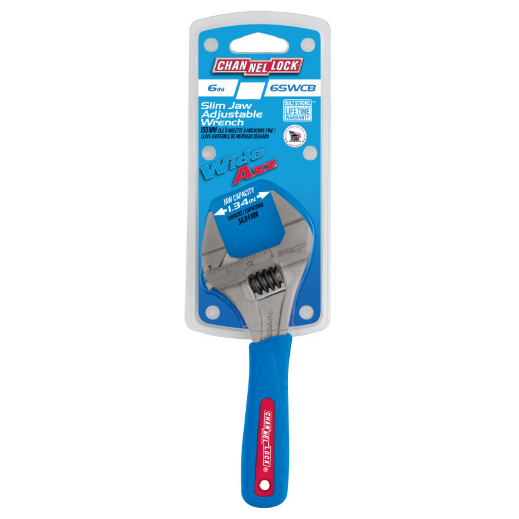 Channellock 6-Inch CODE BLUE® WideAzz® Slim Jaw Adjustable Wrench