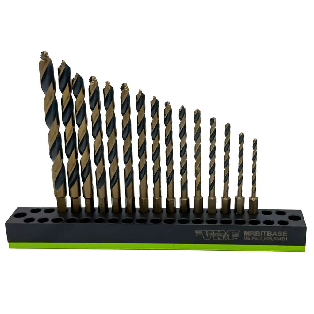 VIM Tools - 15 Piece Power Drive M35 Drill Bit Set with Magnetic Base