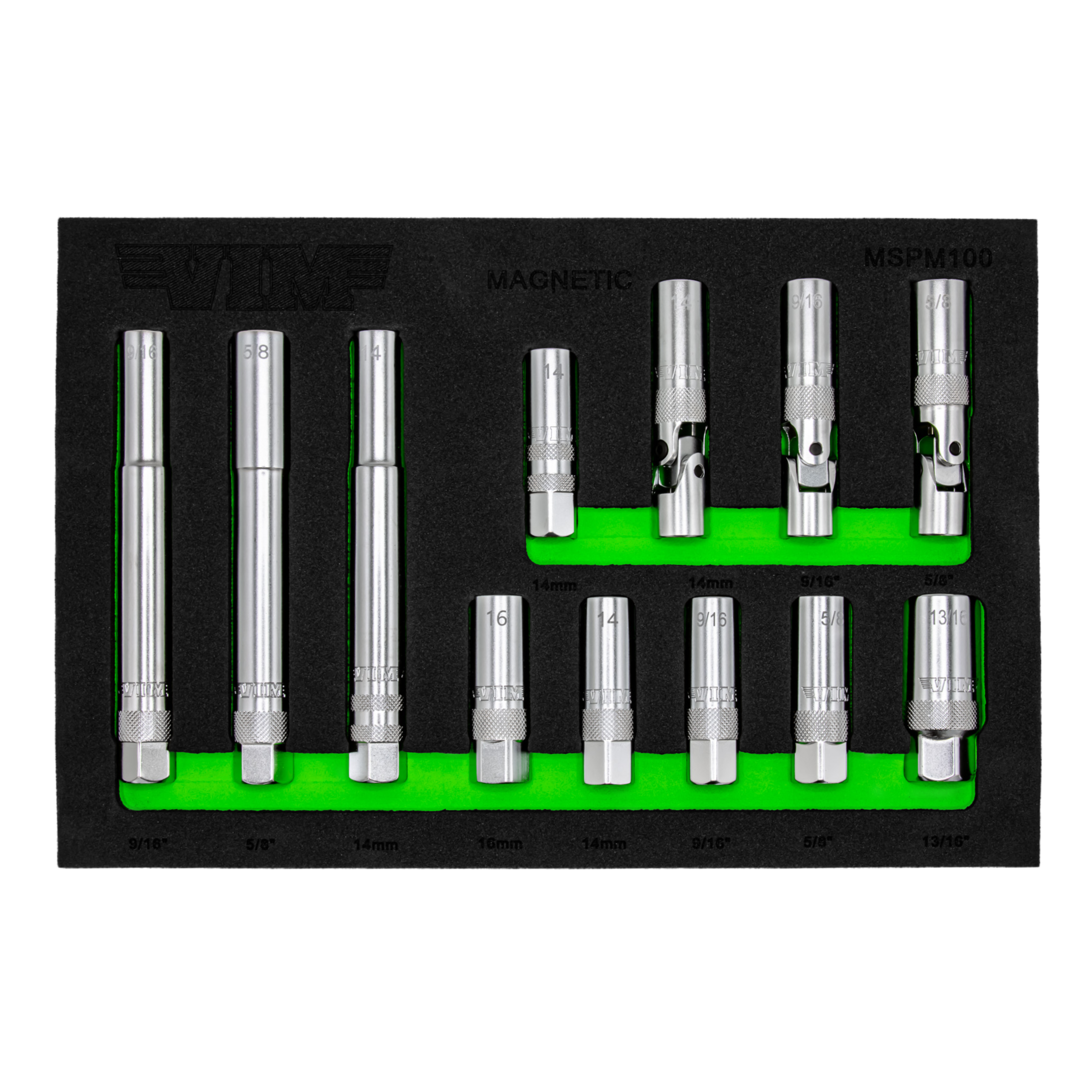 VIM Tools - 12 Piece 3/8″ Dr. Magnetic Spark Plug Master Set