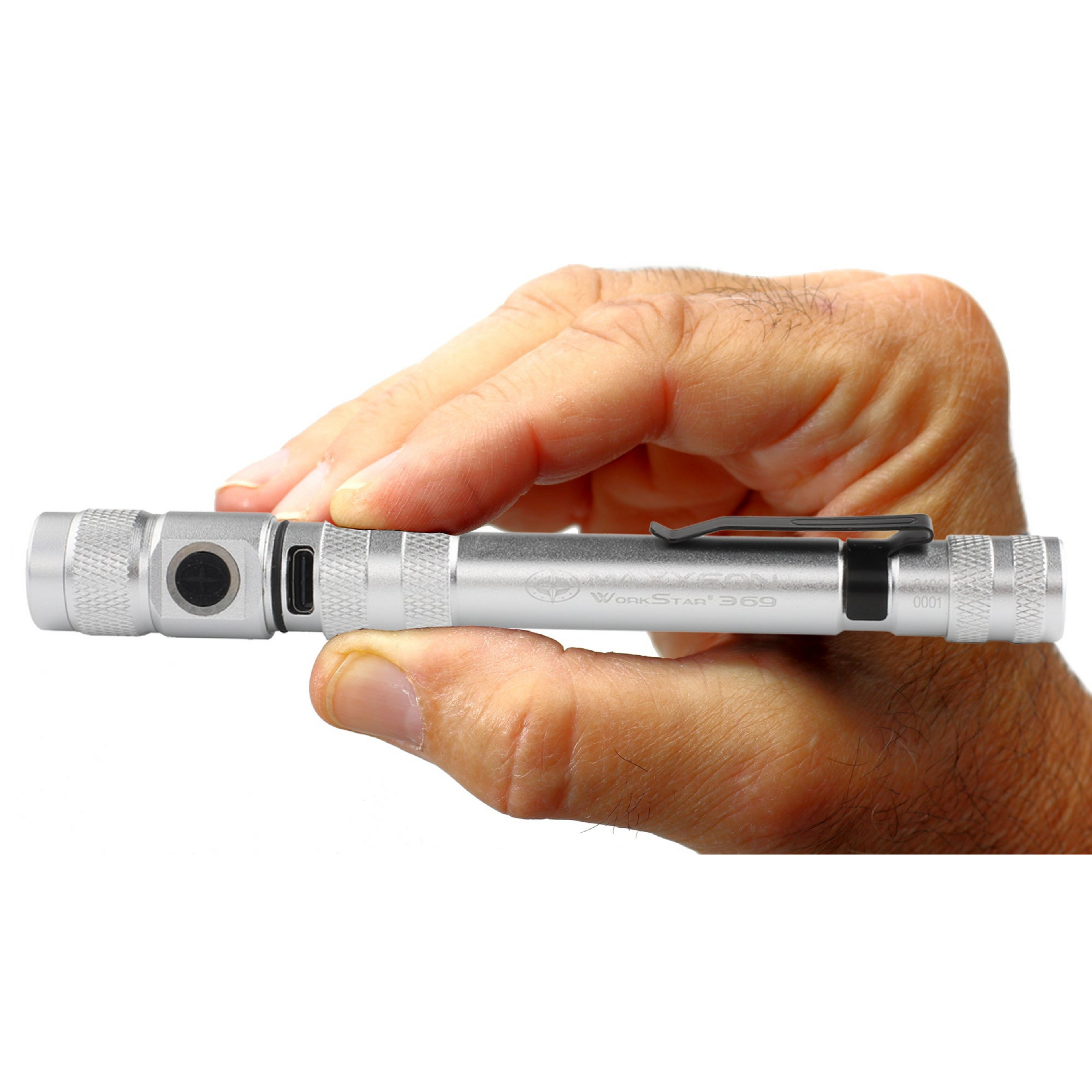 Maxxeon - WorkStar 369 Rechargeable LED Zoom Penlight/Inspection Light USB-C - SILVER