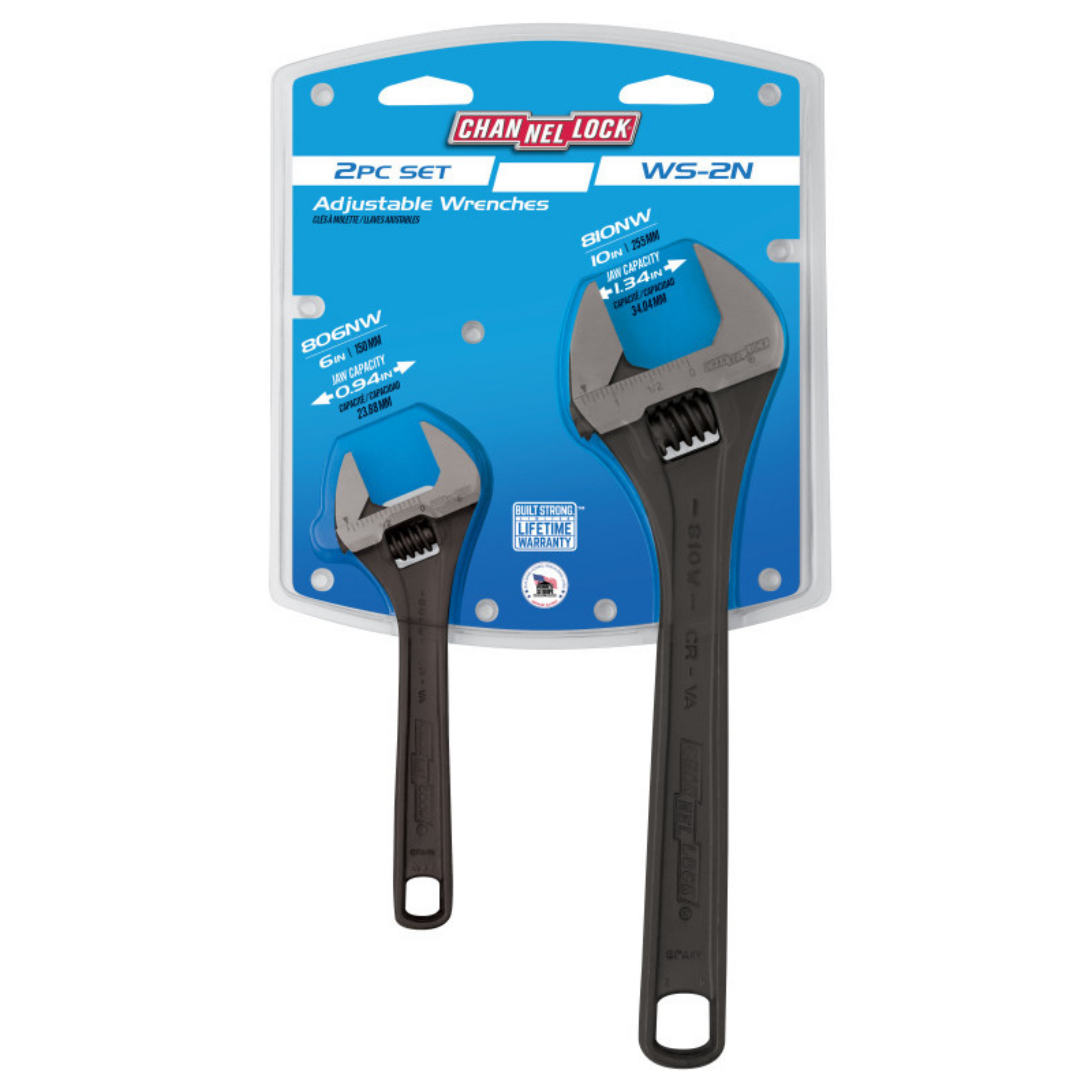 Channellock 2-Piece Black Adjustable Wrench Set