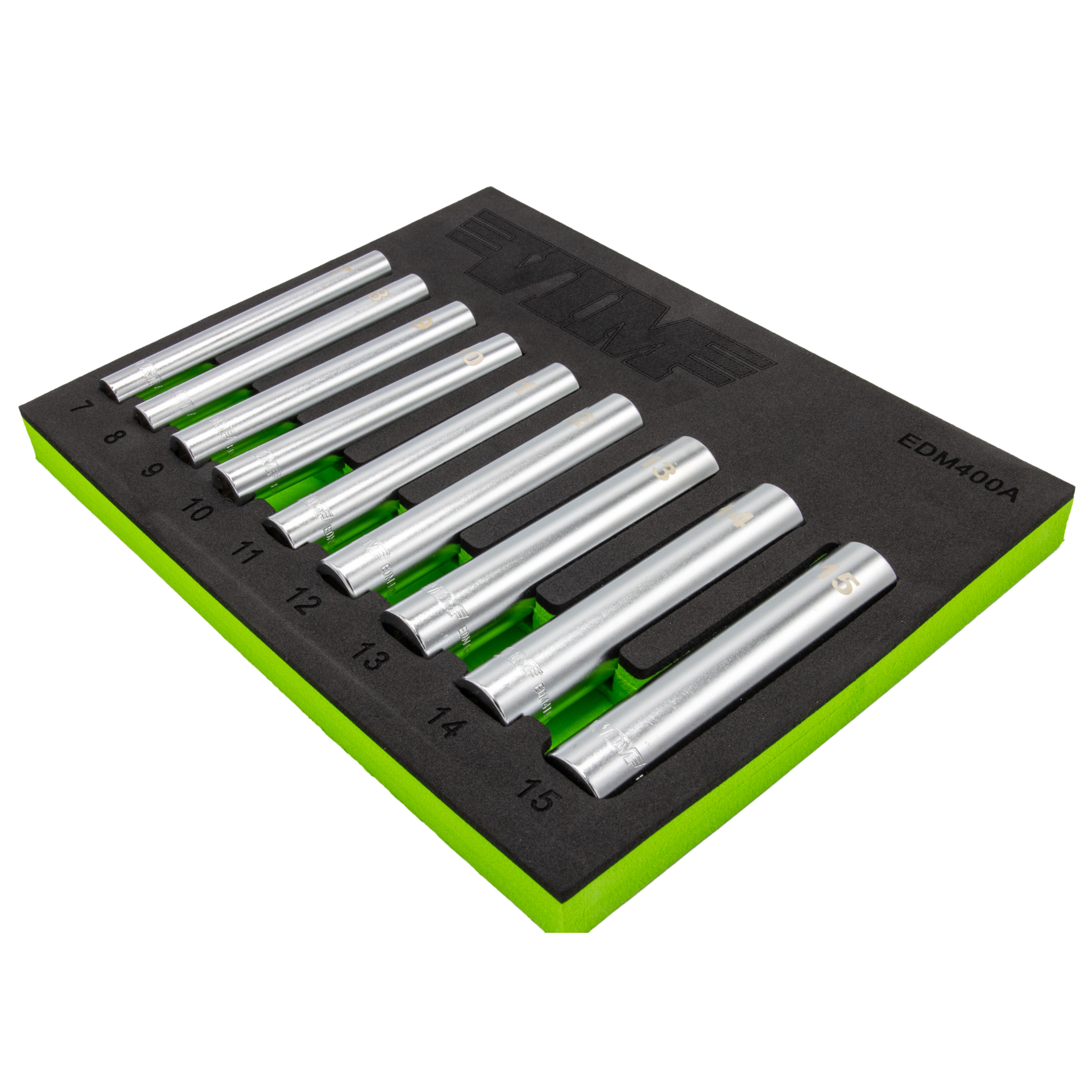 VIM Tools - 9 pc. 1/4'' Extra Deep 6 pt. Metric Socket Set - 1/4'' dr. (7 - 15mm)