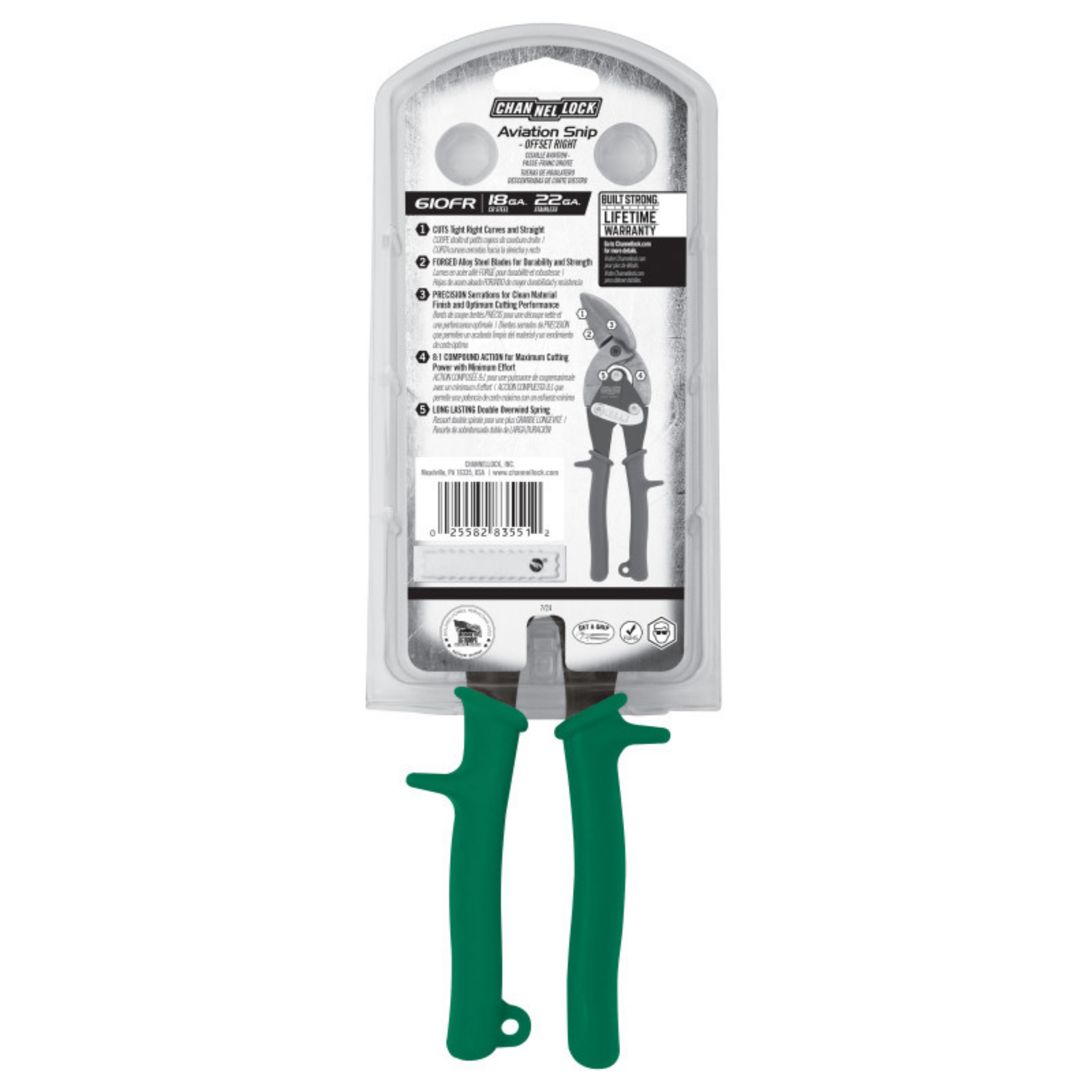 Channellock 10-Inch Offset Right Aviation Snip