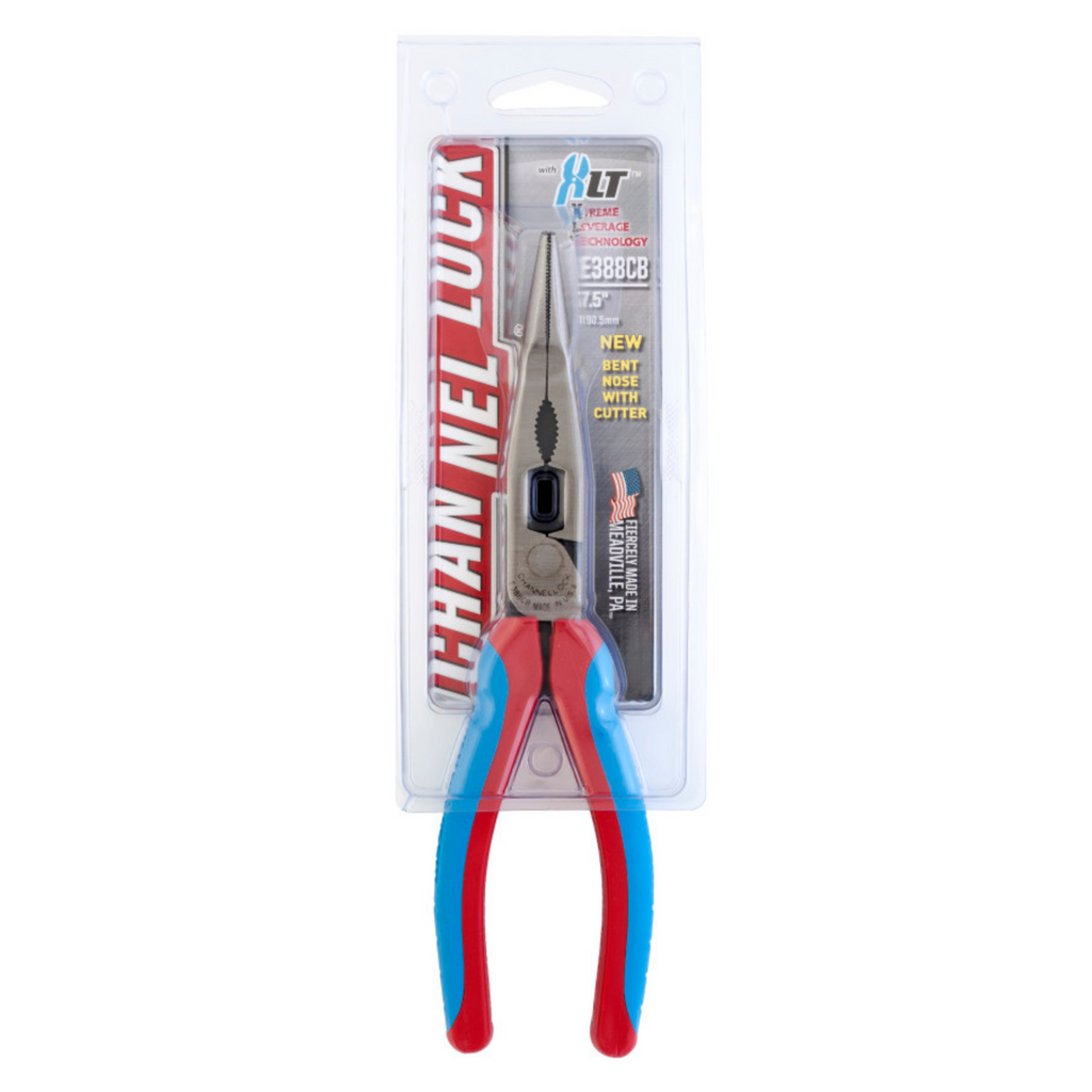 Channellock 8-Inch Bent Nose Pliers with Cutter - CODE BLUE® XLT™ Design