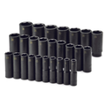 SK Tools USA - 26 Piece 1/2" Drive 6 Point Metric Deep Impact Socket Set