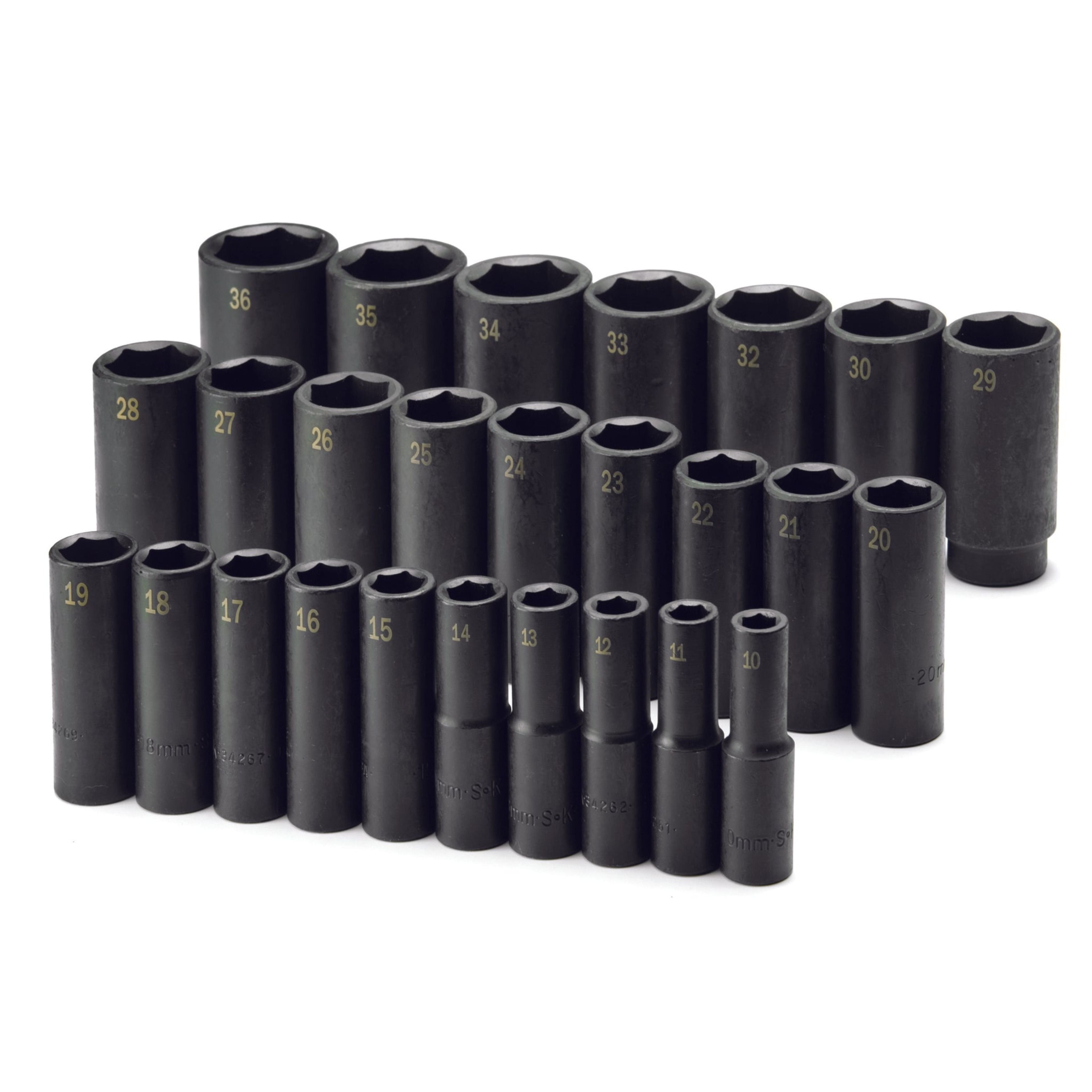 SK Tools USA - 26 Piece 1/2" Drive 6 Point Metric Deep Impact Socket Set
