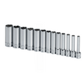 SK Tools USA - 13 Piece 1/4" Drive 6 Point Deep Metric Chrome Socket Set