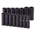 SK Tools USA - 15 Piece 1/2" Drive 6 Point Metric Deep Impact Socket Set