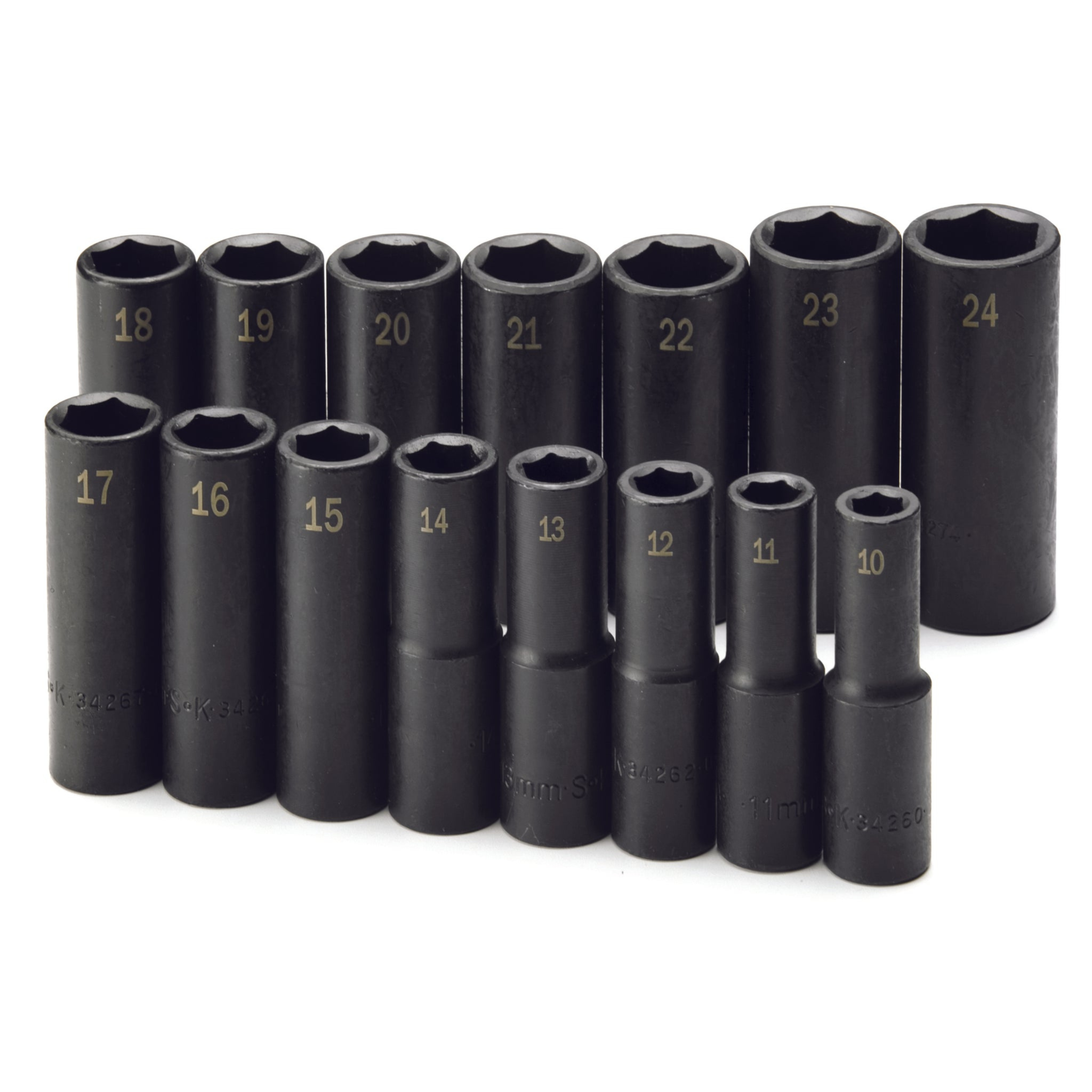 SK Tools USA - 15 Piece 1/2" Drive 6 Point Metric Deep Impact Socket Set