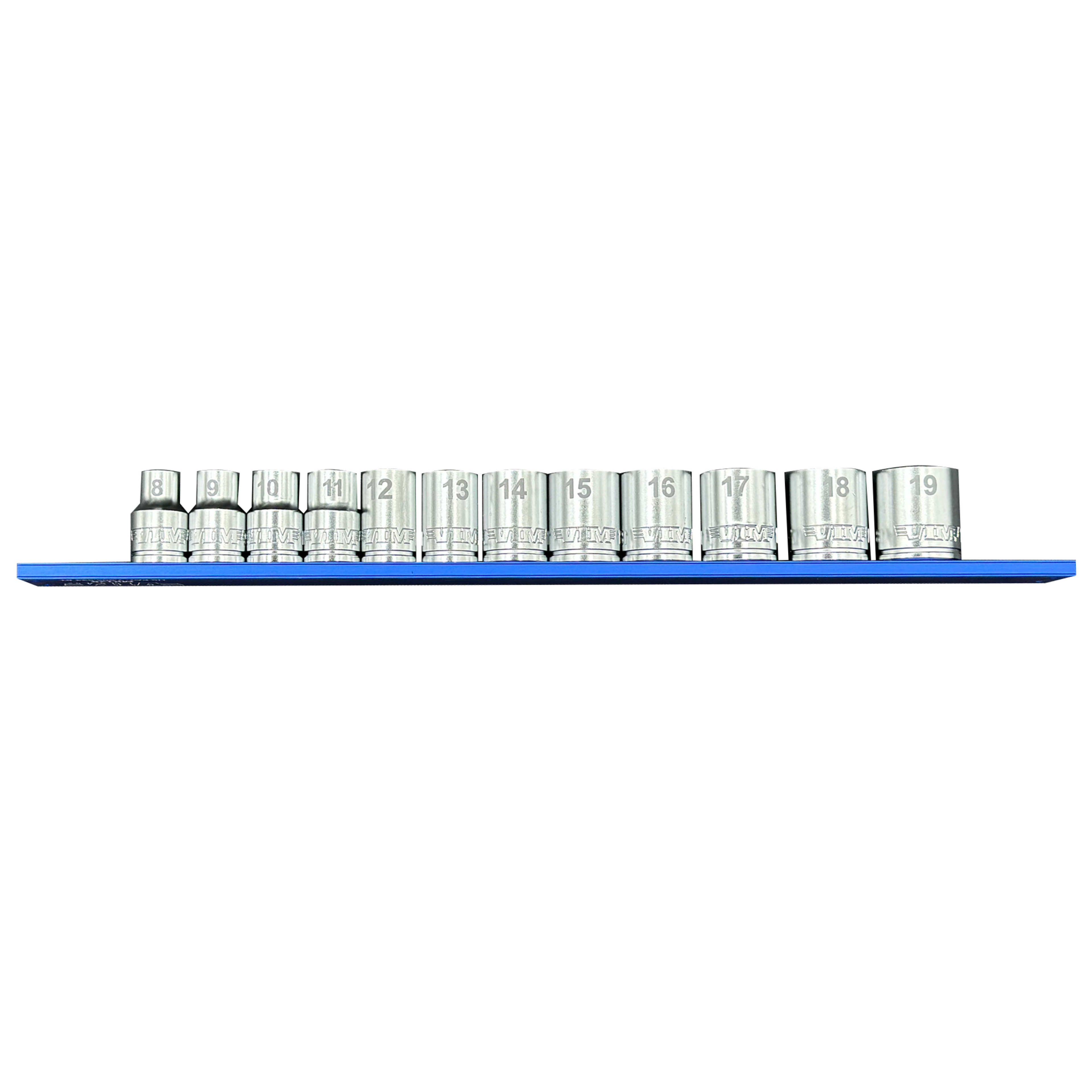 VIM Tools - 12 PC. 3/8'' DR. METRIC SOCKET SET W/ 12" BLUE MAGRAIL - SMS600 SUBSET
