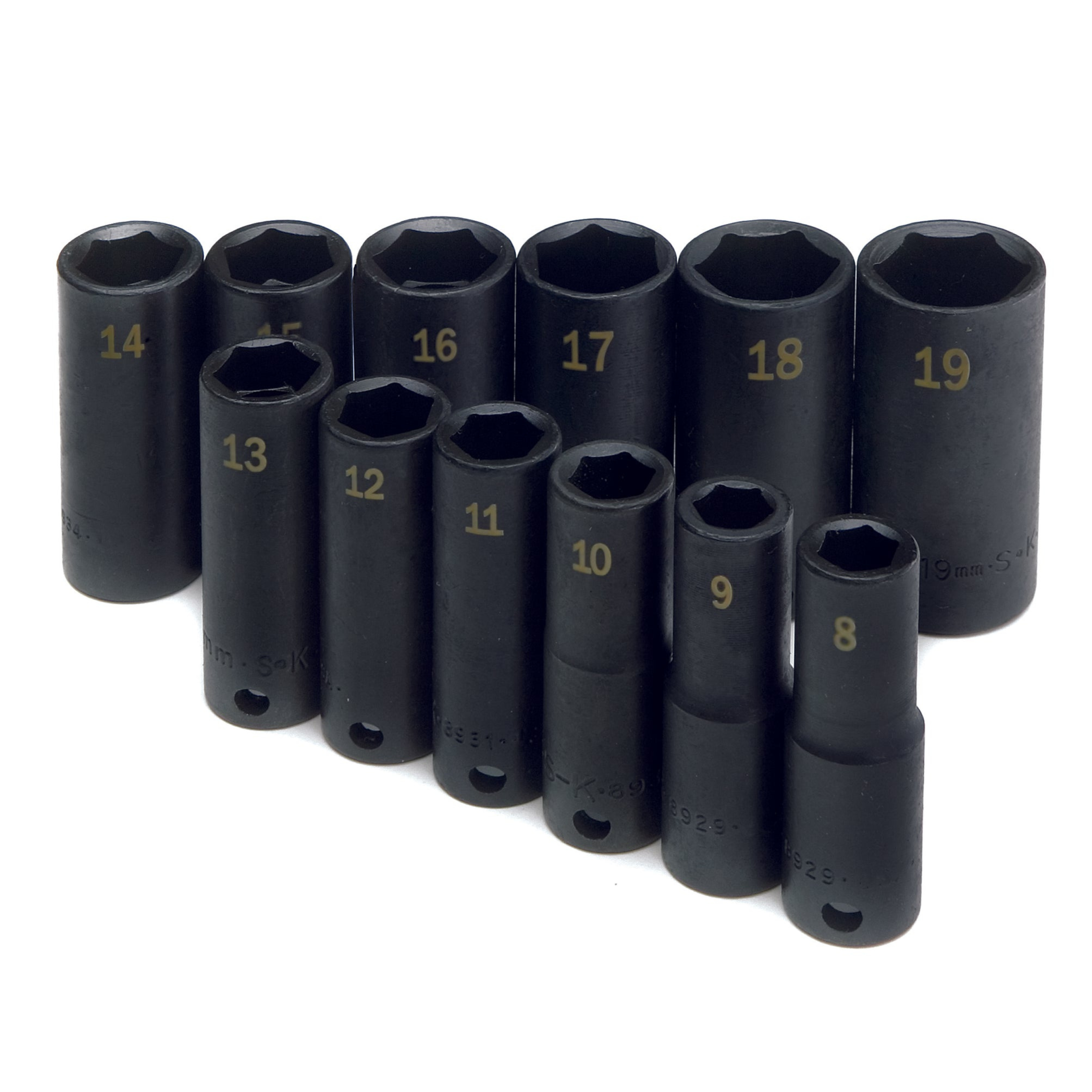 SK Tools USA - 12 Piece 3/8" Drive 6 Point Metric Deep Impact Socket Set