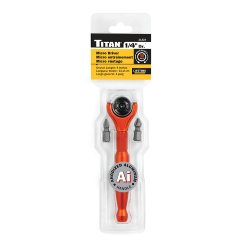 1/4 in. Drive Aluminum Swivel Head Ratcheting Micro Bit Driver (11323)