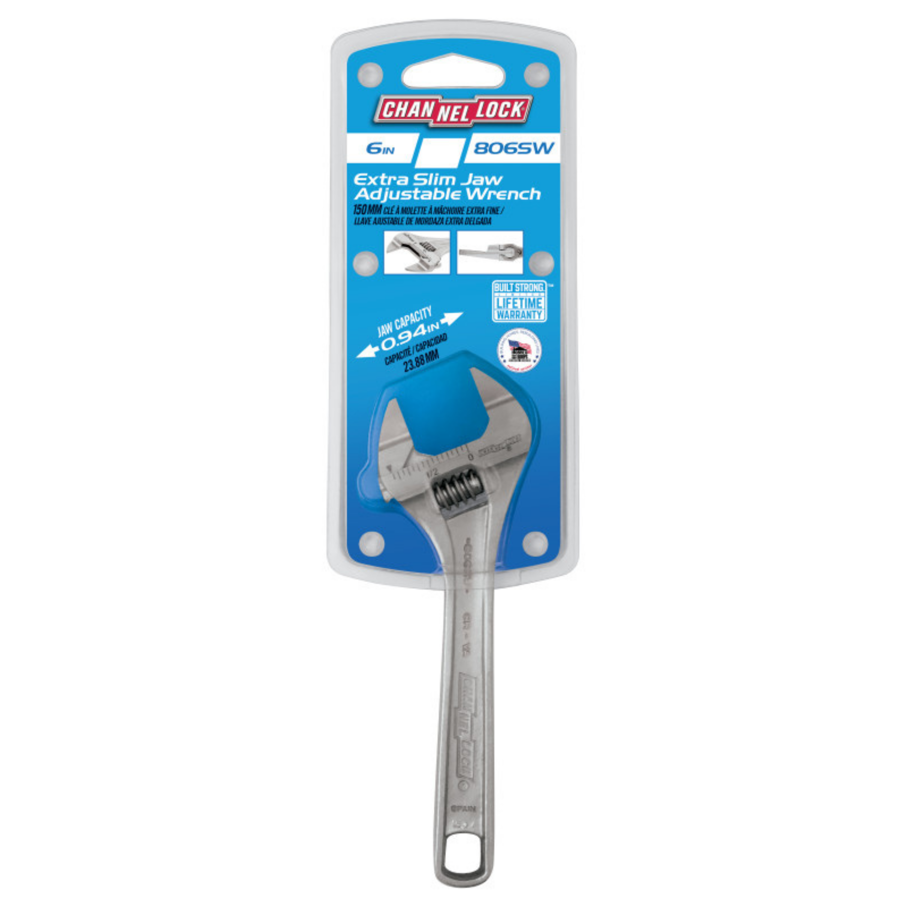 Channellock 6-Inch Precision Adjustable Wrench with Extra Slim Jaw