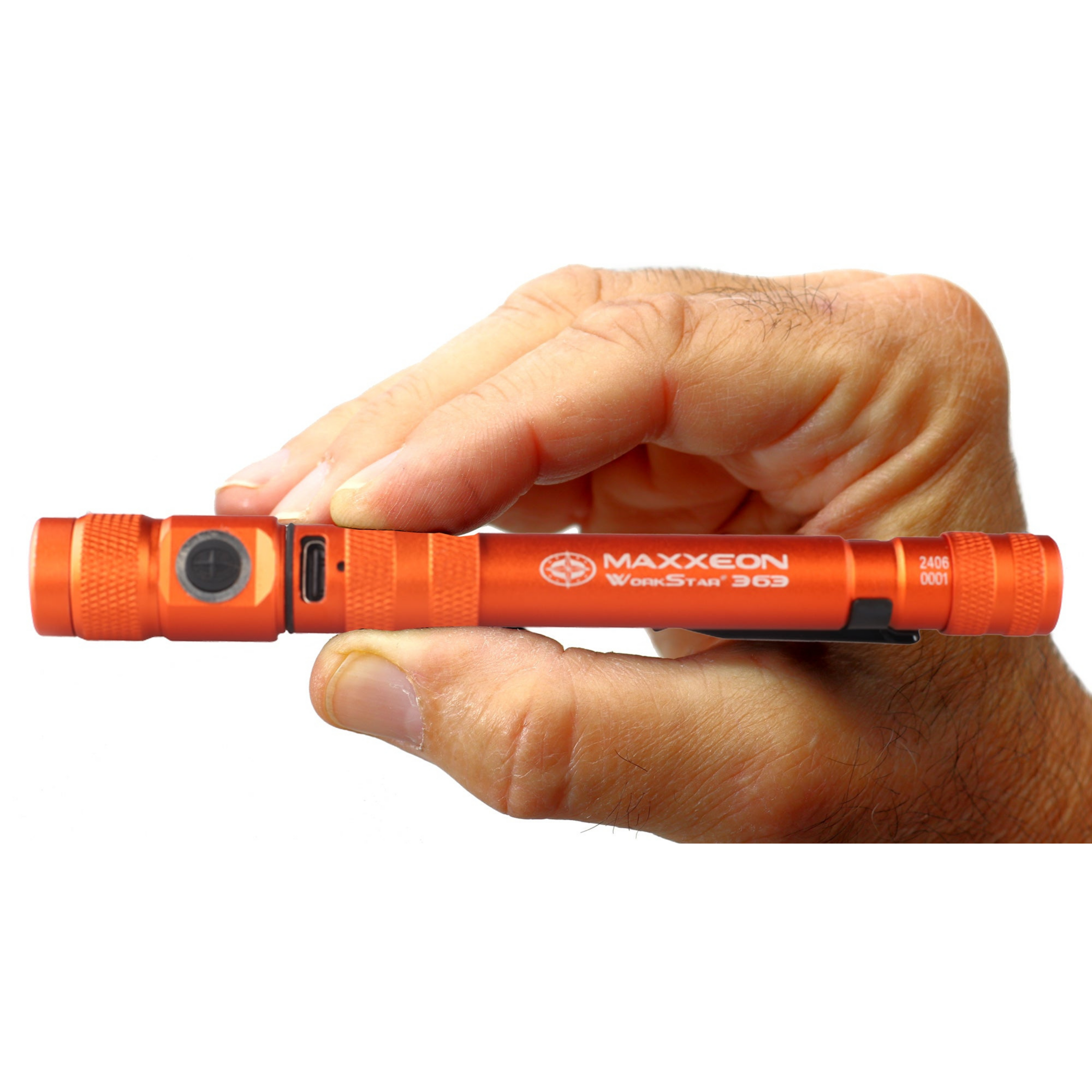 Maxxeon - WorkStar 363 Rechargeable LED Zoom Penlight/Inspection Light USB-C - ORANGE