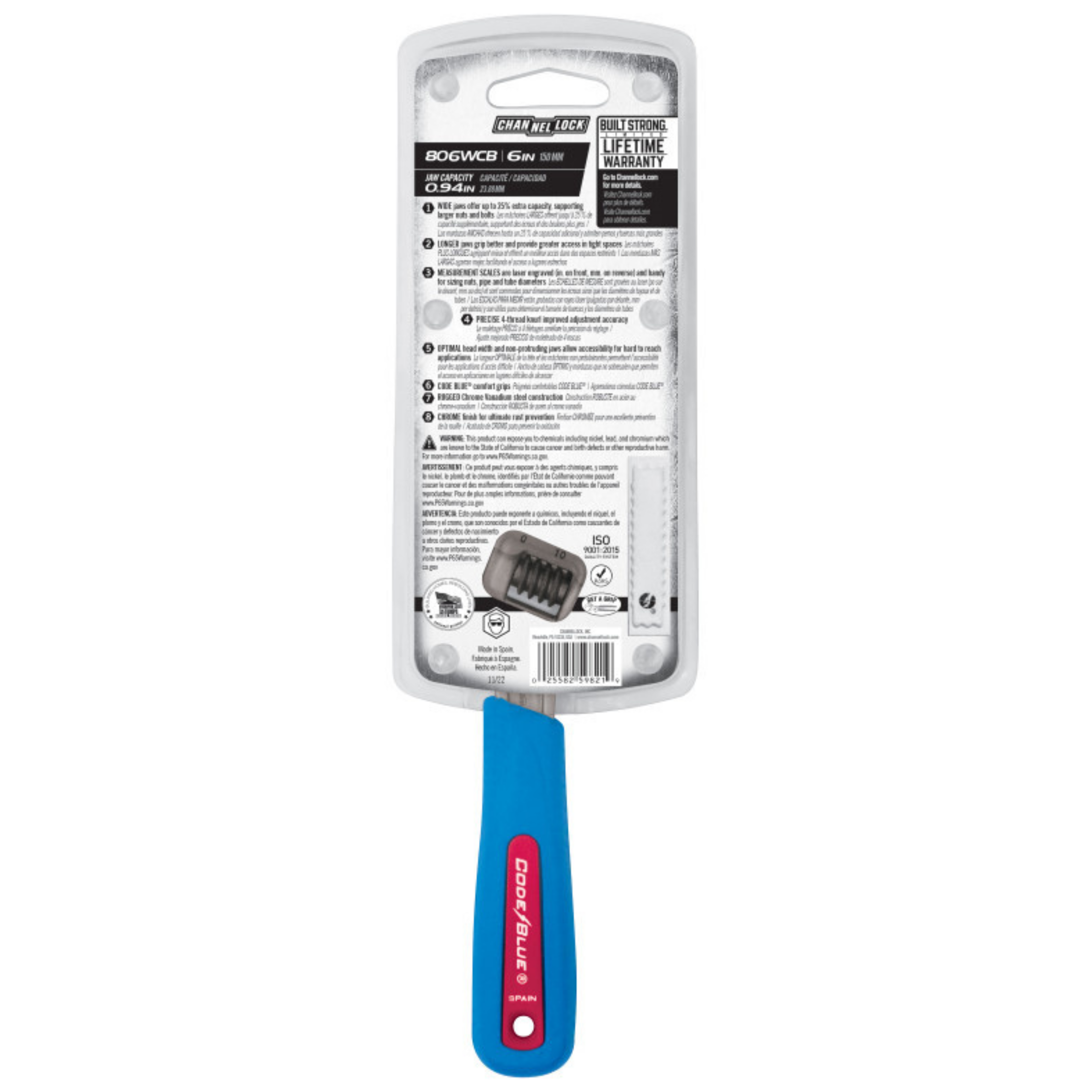 Channellock 6-Inch CODE BLUE® Adjustable Wrench