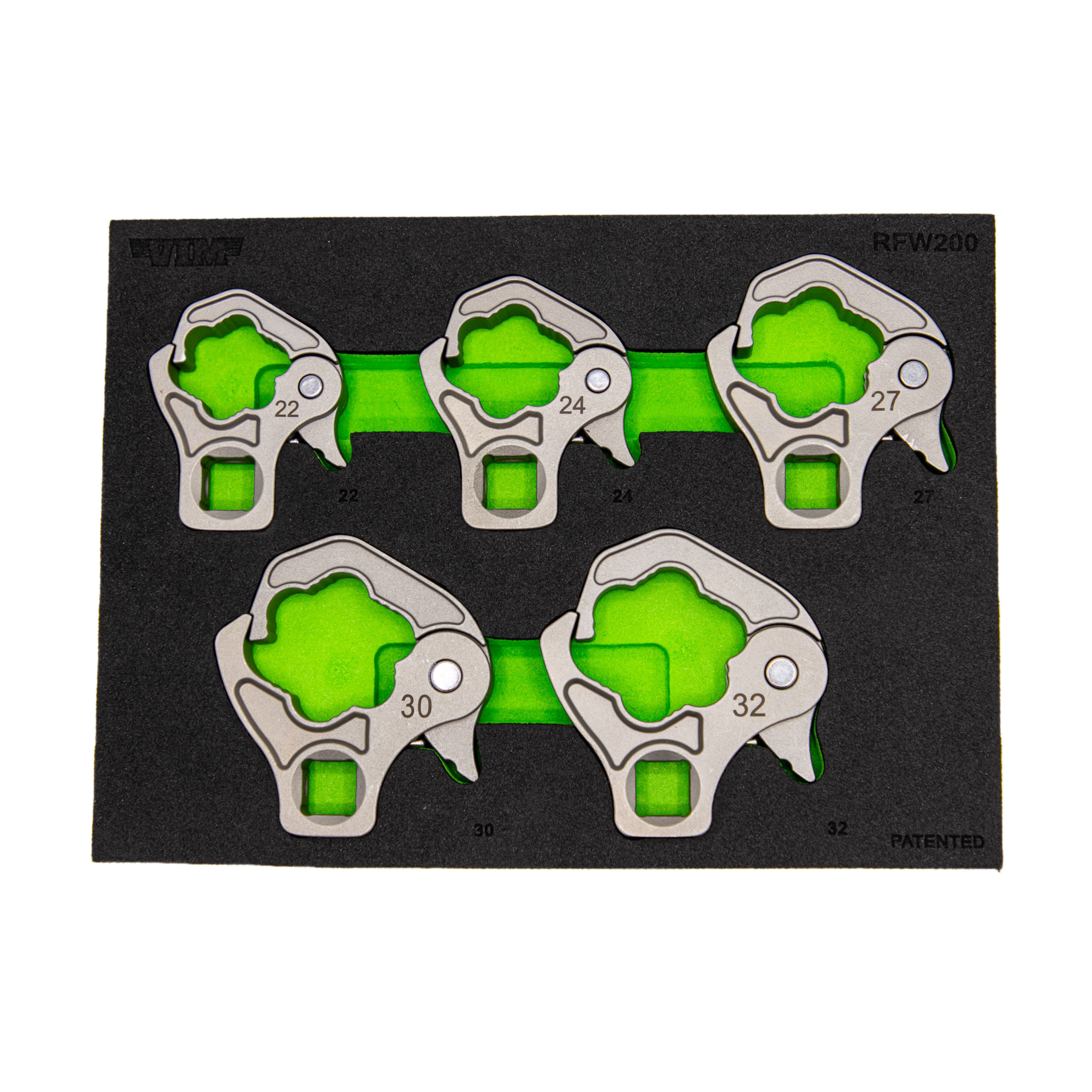 VIM Tools - 5 PC. 1/2” DR. LARGE RATCHETING FLARE NUT WRENCH SET (22, 24, 27, 30, 32MM)