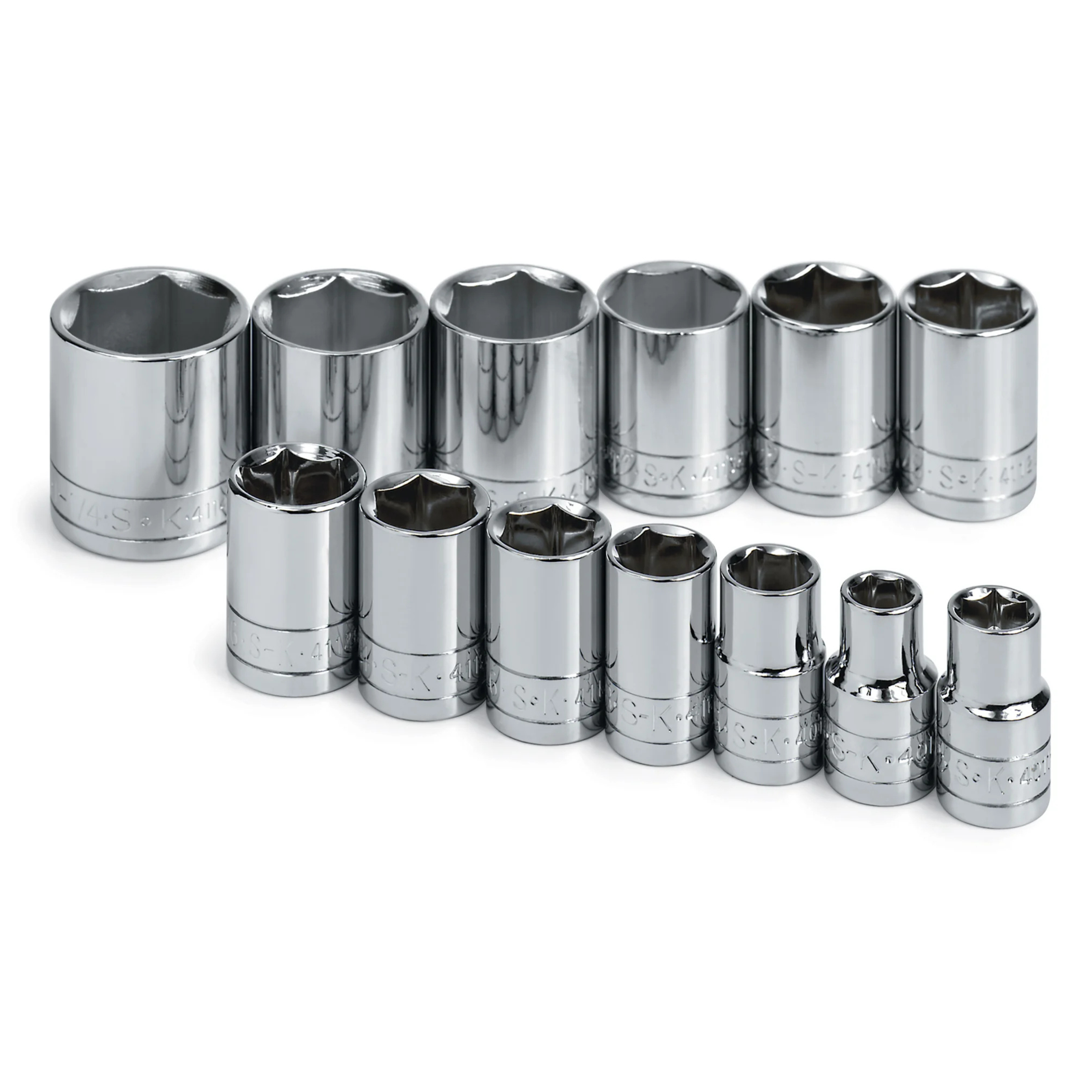 SK Tools USA - 13 Piece 1/2" Drive 6 Pt Standard Fractional Socket Set