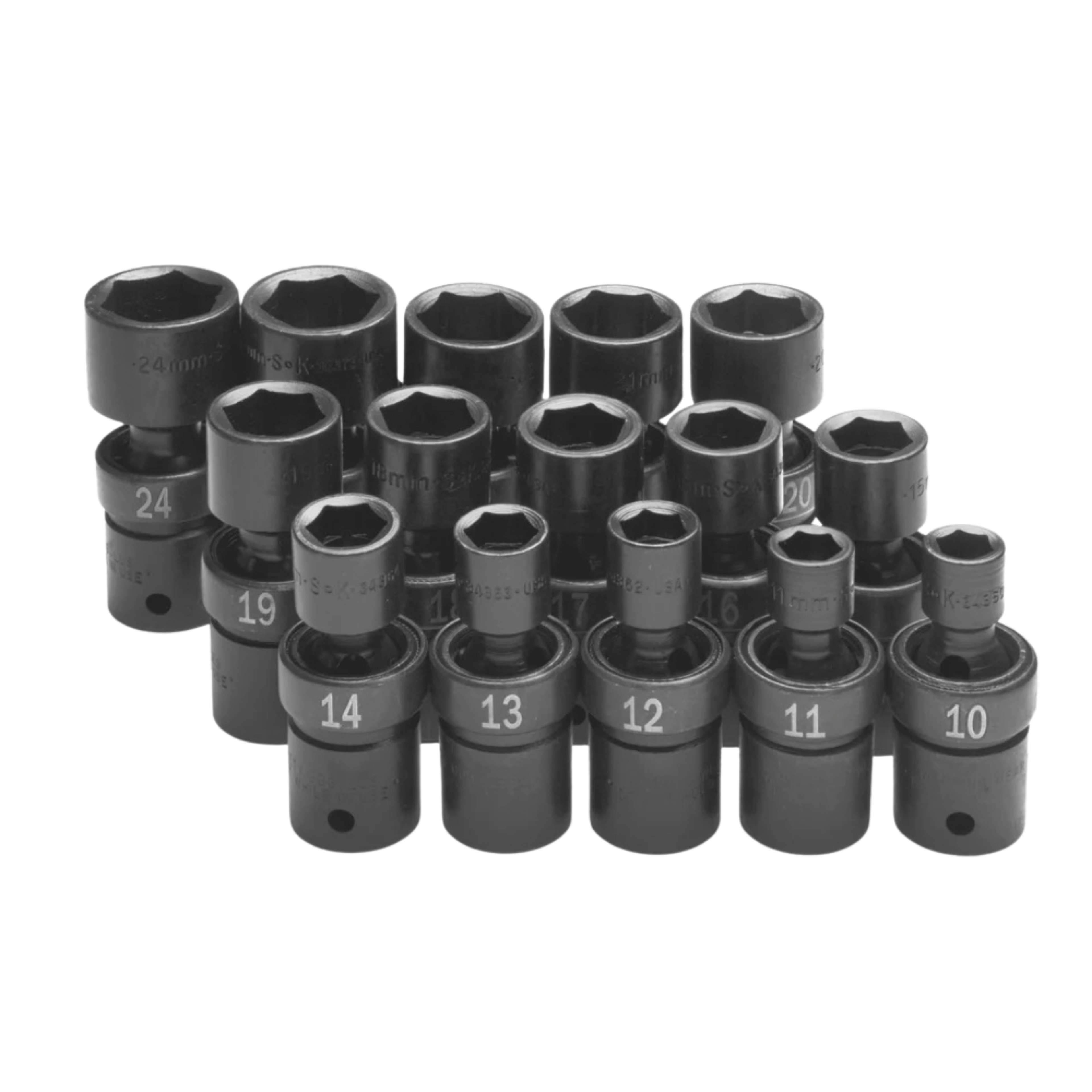 SK Tools USA - 15 Piece 1/2" Drive Metric Swivel Impact Socket Set