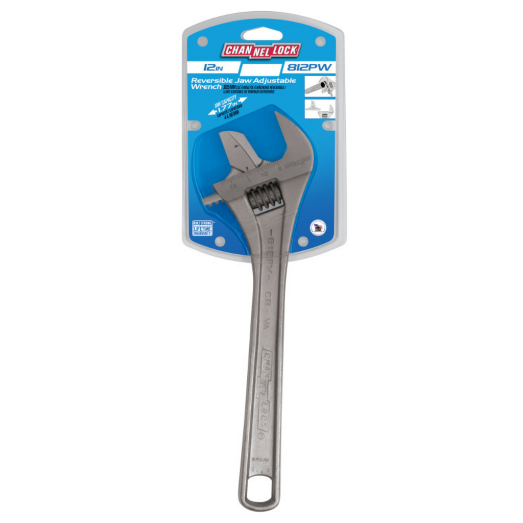 Channellock 12-Inch Reversible Jaw Adjustable Wrench
