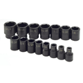 SK Tools USA - 15 Piece 1/2" Drive 6 Pt Standard Fractional Impact Socket Set